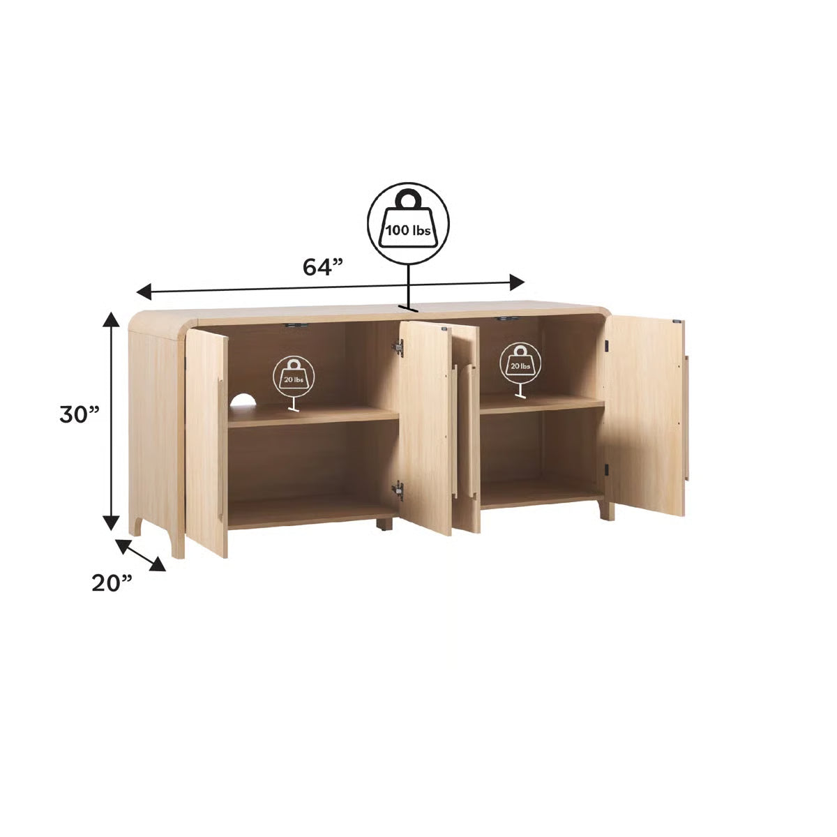 Lila Modern Curved Buffet Sideboard and TV Stand
