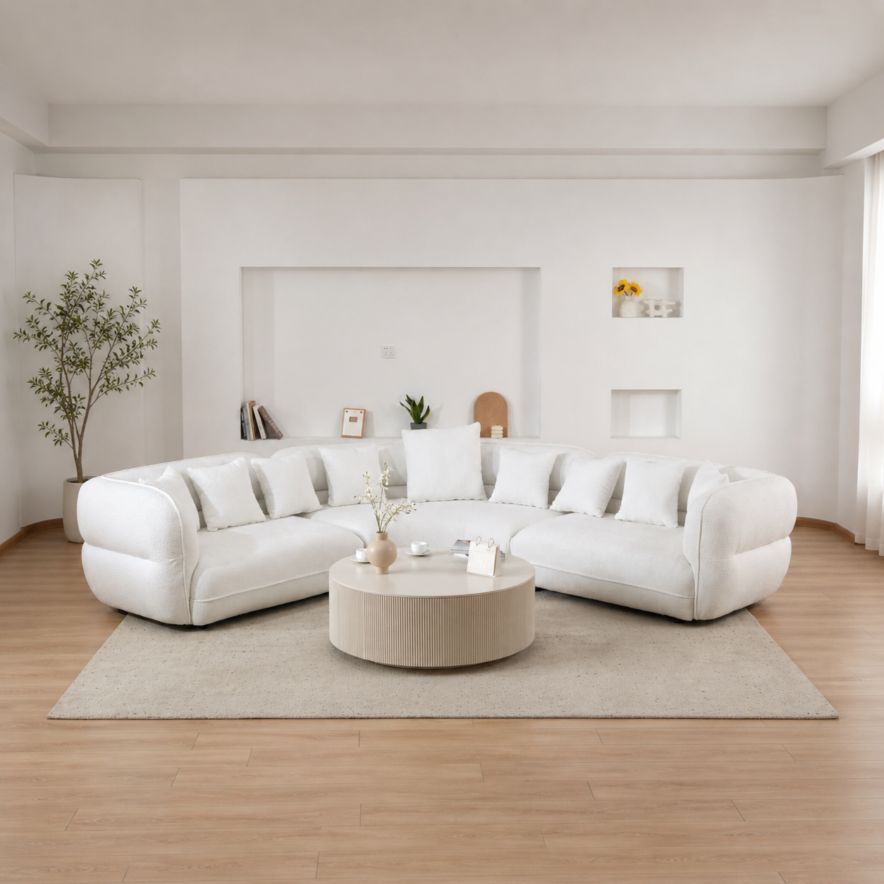 Spacious Sherpa Curved Couch