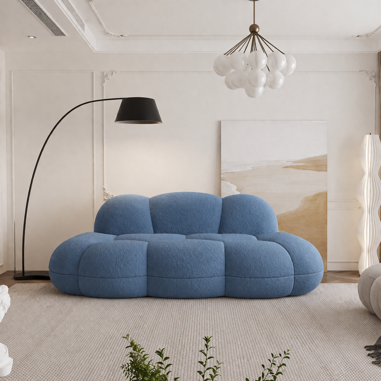 Bubble Curve Boneless Sherpa Fleece Sofa
