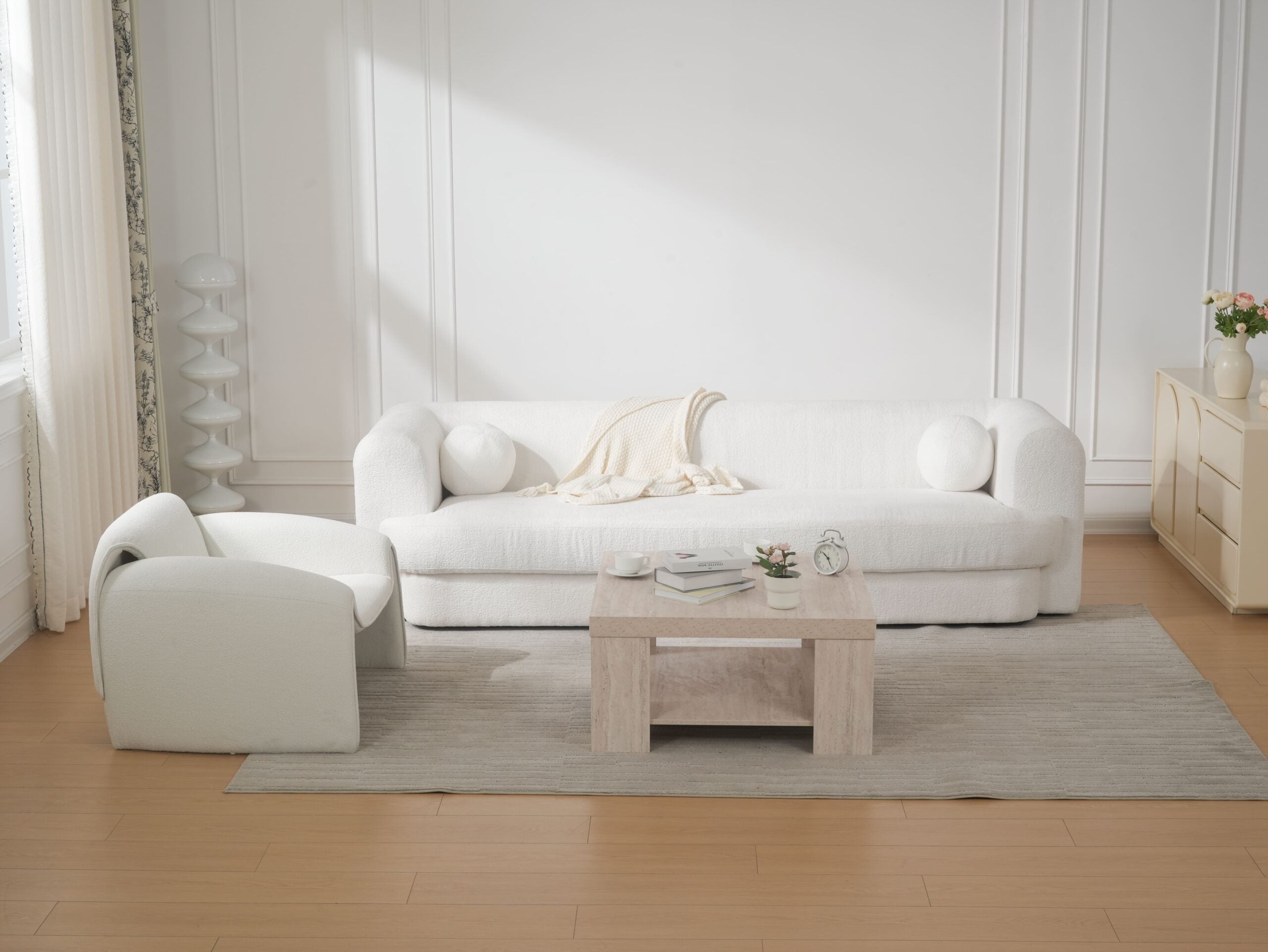 Modern Sherpa Wide Seat Sofa