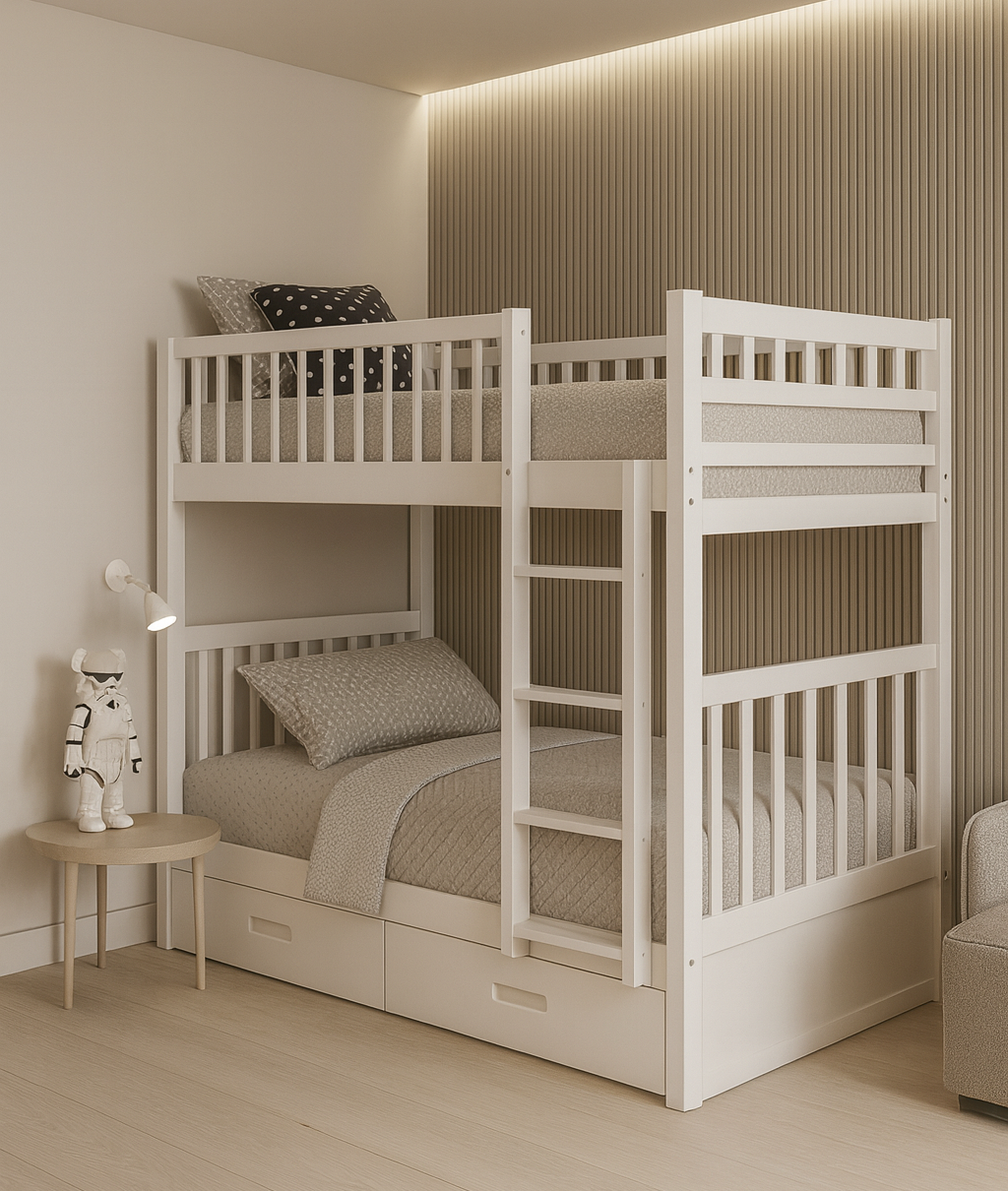 B-110-W White Bunk W/ Drawers