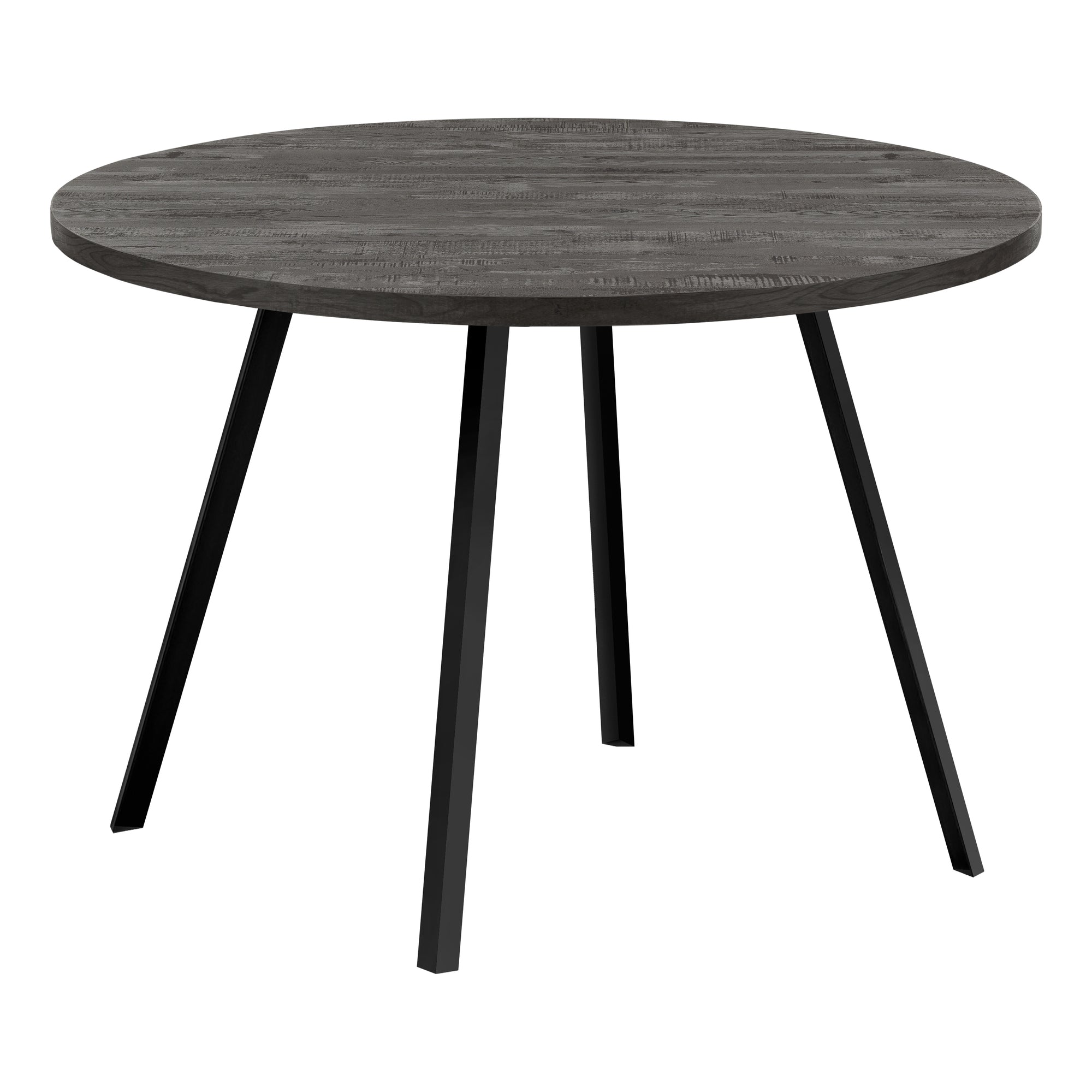 DINING TABLE - 48"DIA/ GREY RECLAIMED WOOD / BLACK METAL