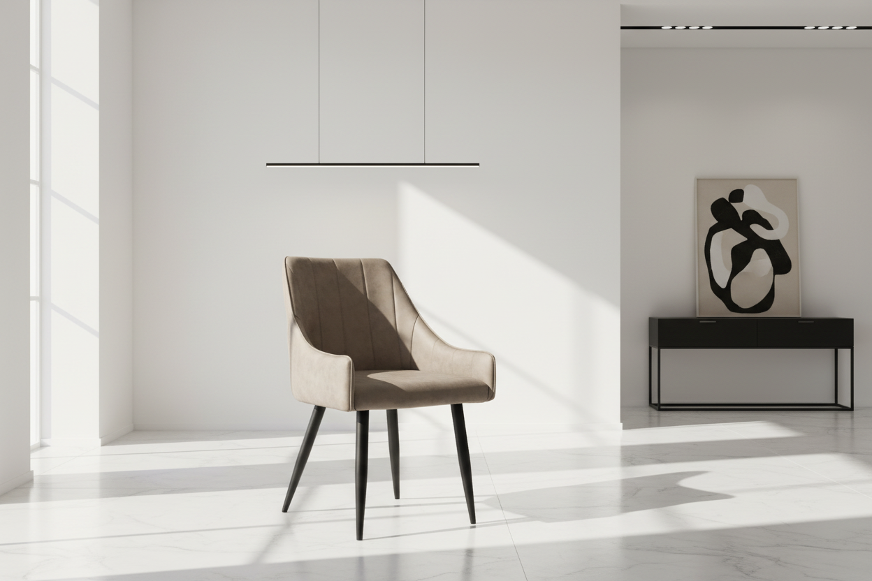 DINING CHAIR - 2PCS / 33"H / WHITE LEATHER-LOOK / CHROME