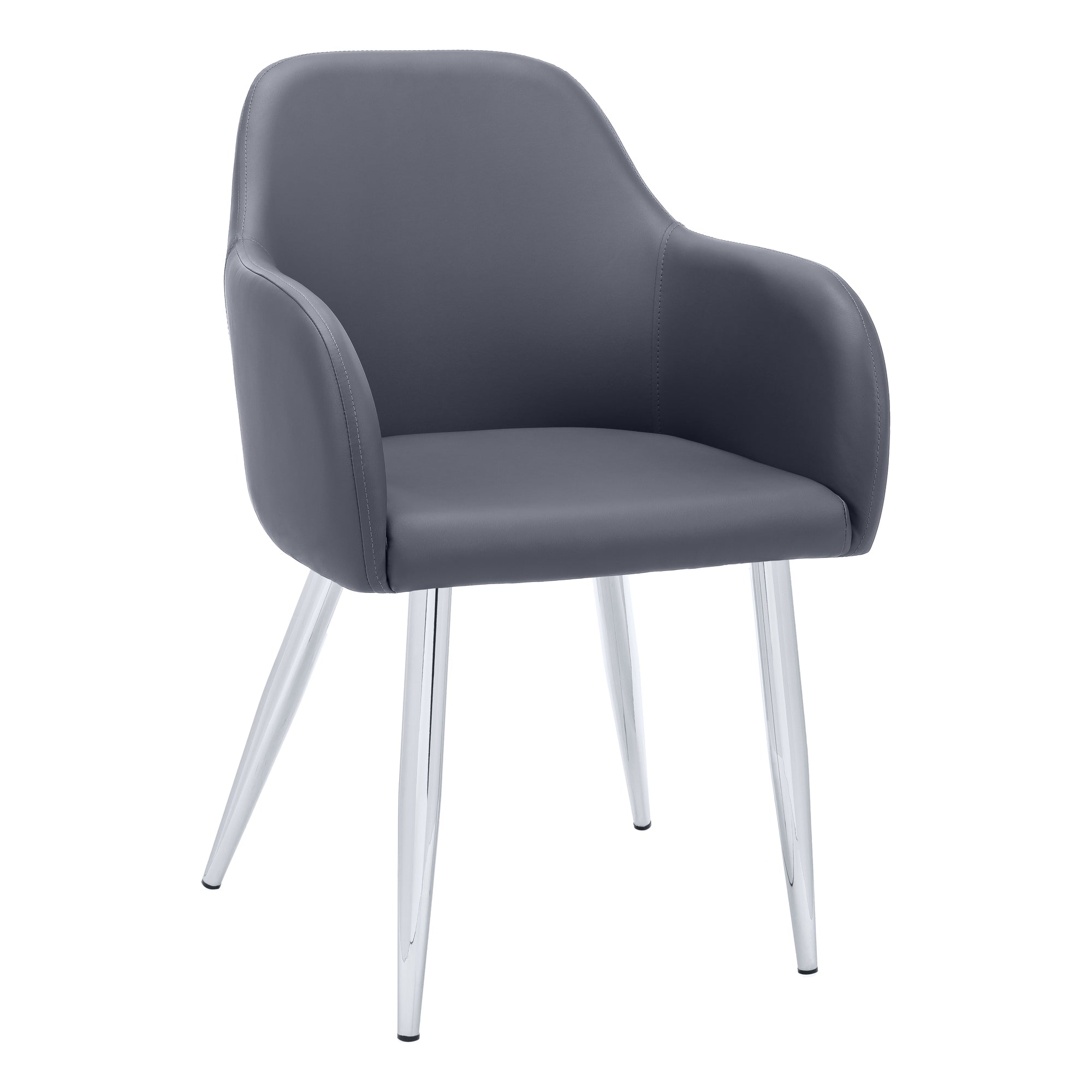 DINING CHAIR - 2PCS / 33"H / WHITE LEATHER-LOOK / CHROME