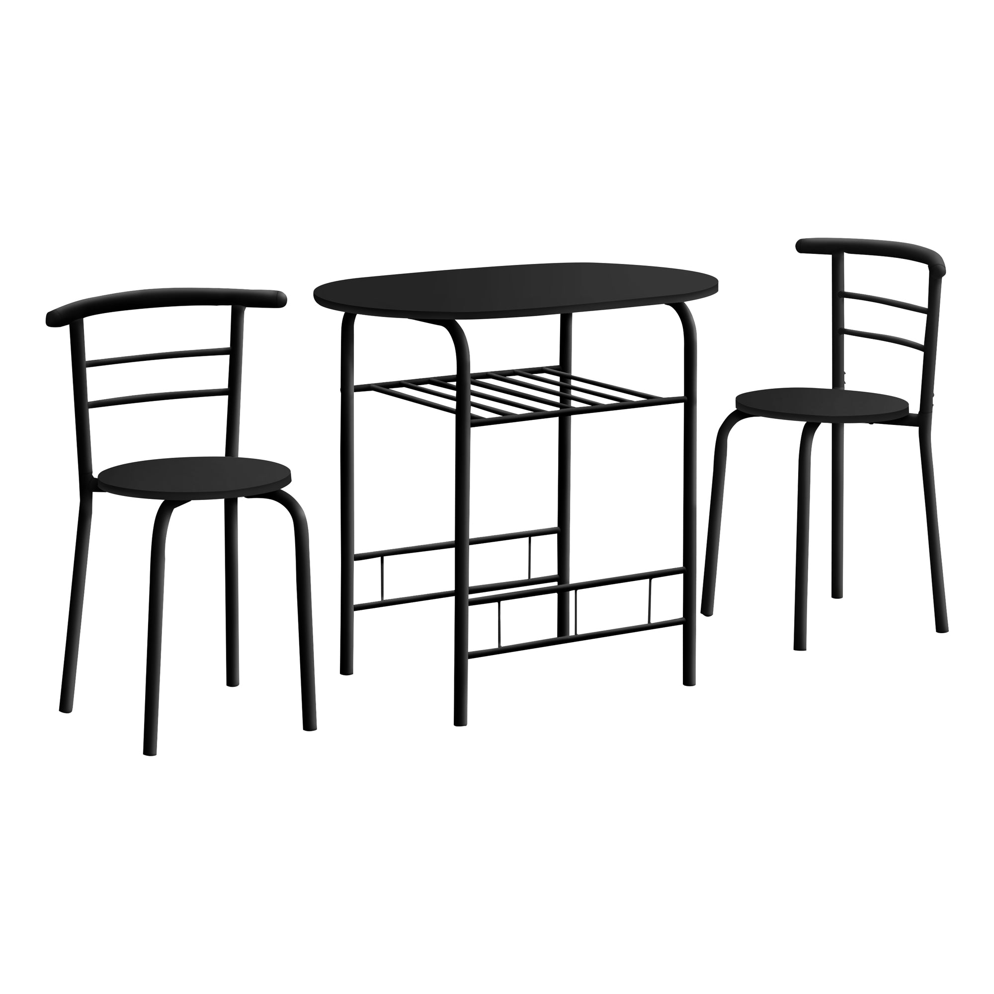 DINING SET - 3PCS SET / NATURAL TOP / WHITE METAL