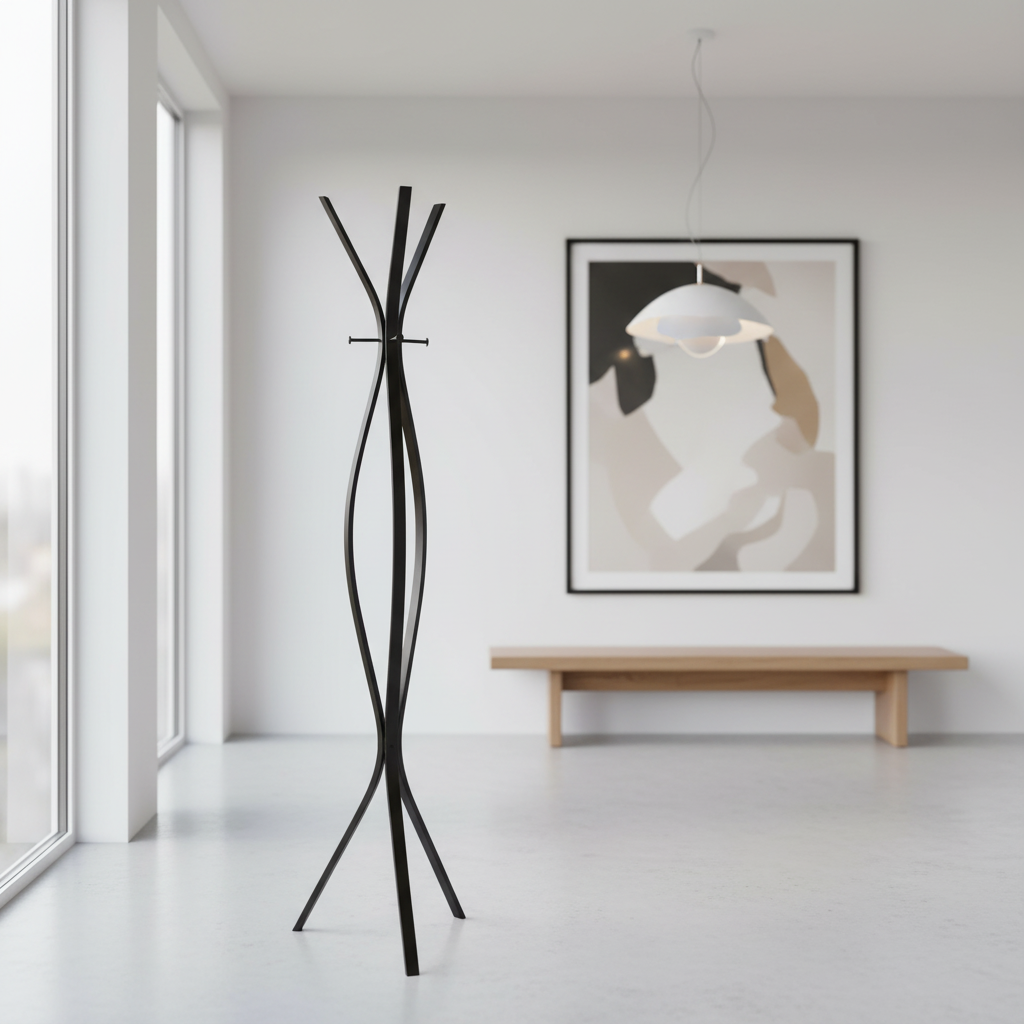 COAT RACK - 72"H / SILVER METAL CONTEMPORARY STYLE