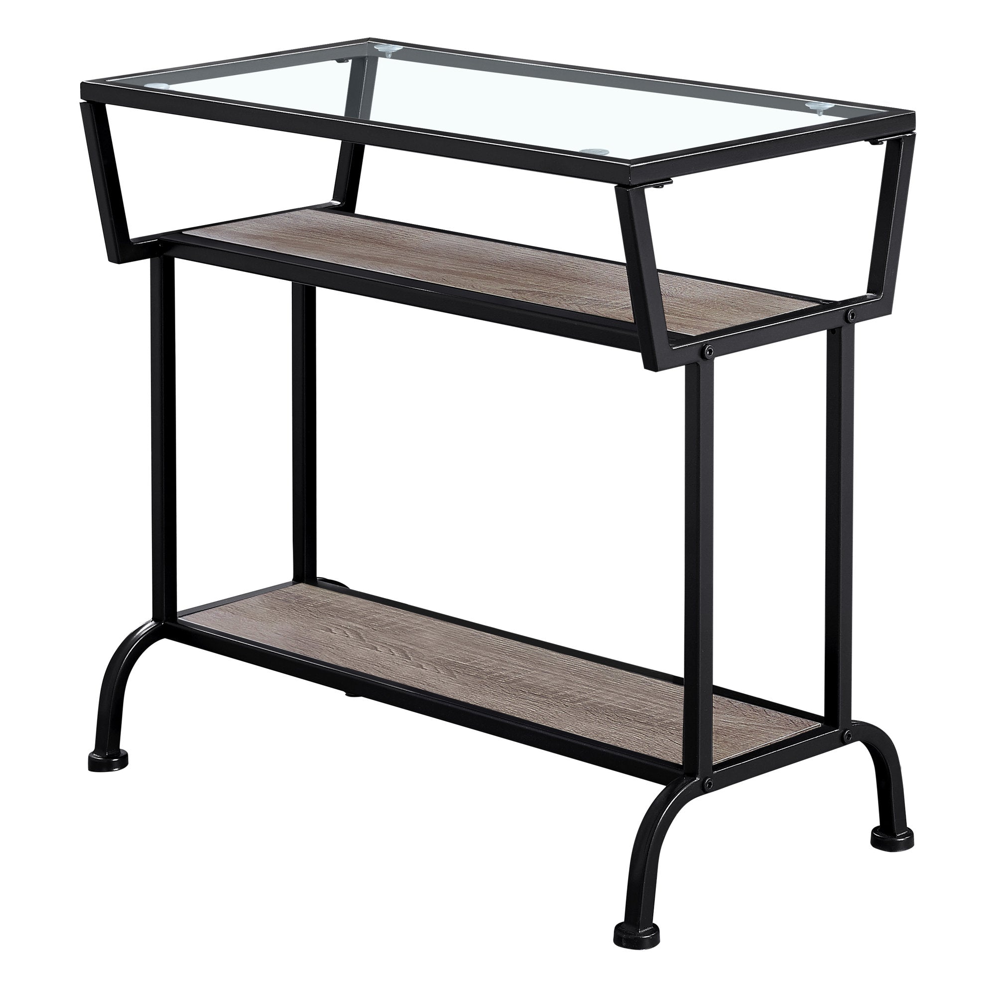 ACCENT TABLE - 22"H / ESPRESSO / BLACK / TEMPERED GLASS