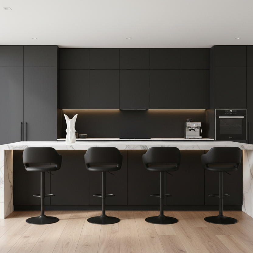 BARSTOOL - BLACK / CHROME METAL HYDRAULIC LIFT