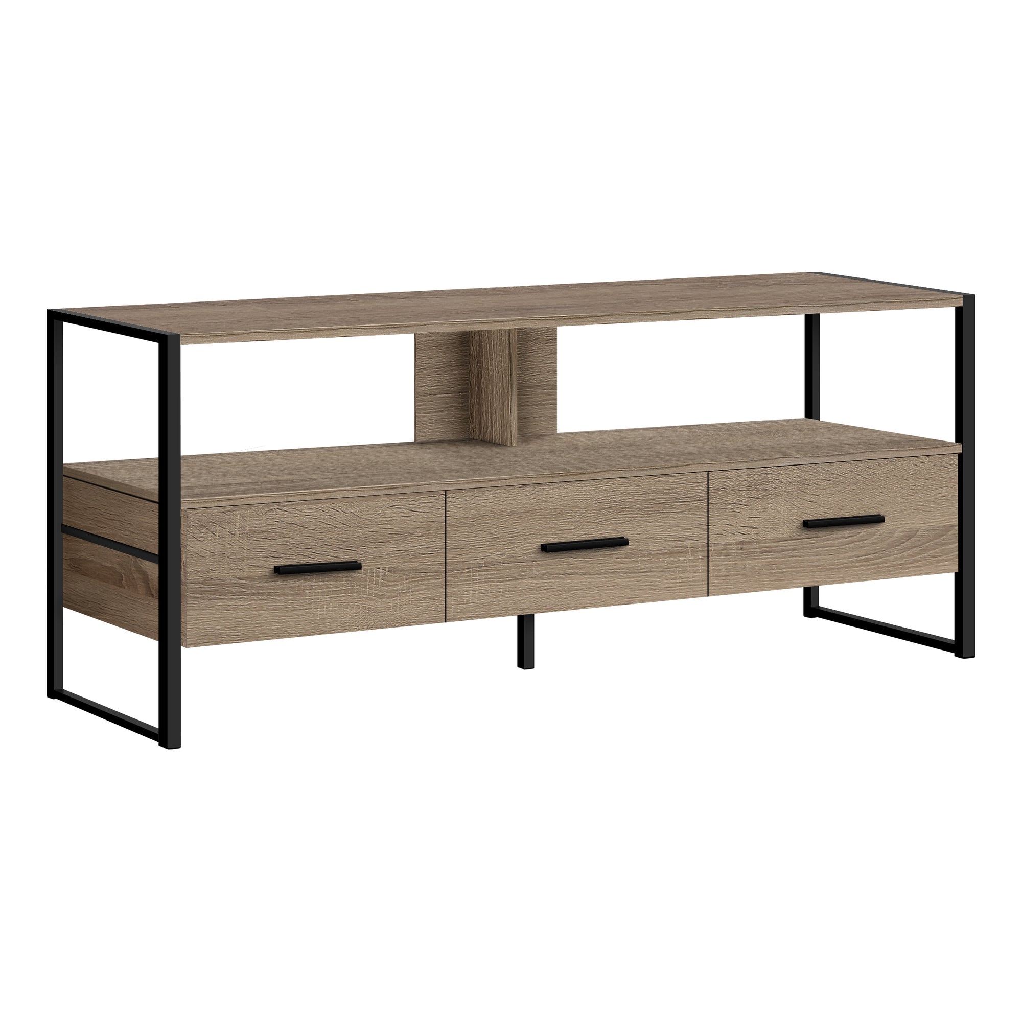 TV STAND - 48"L / BROWN RECLAIMED / BLACK METAL