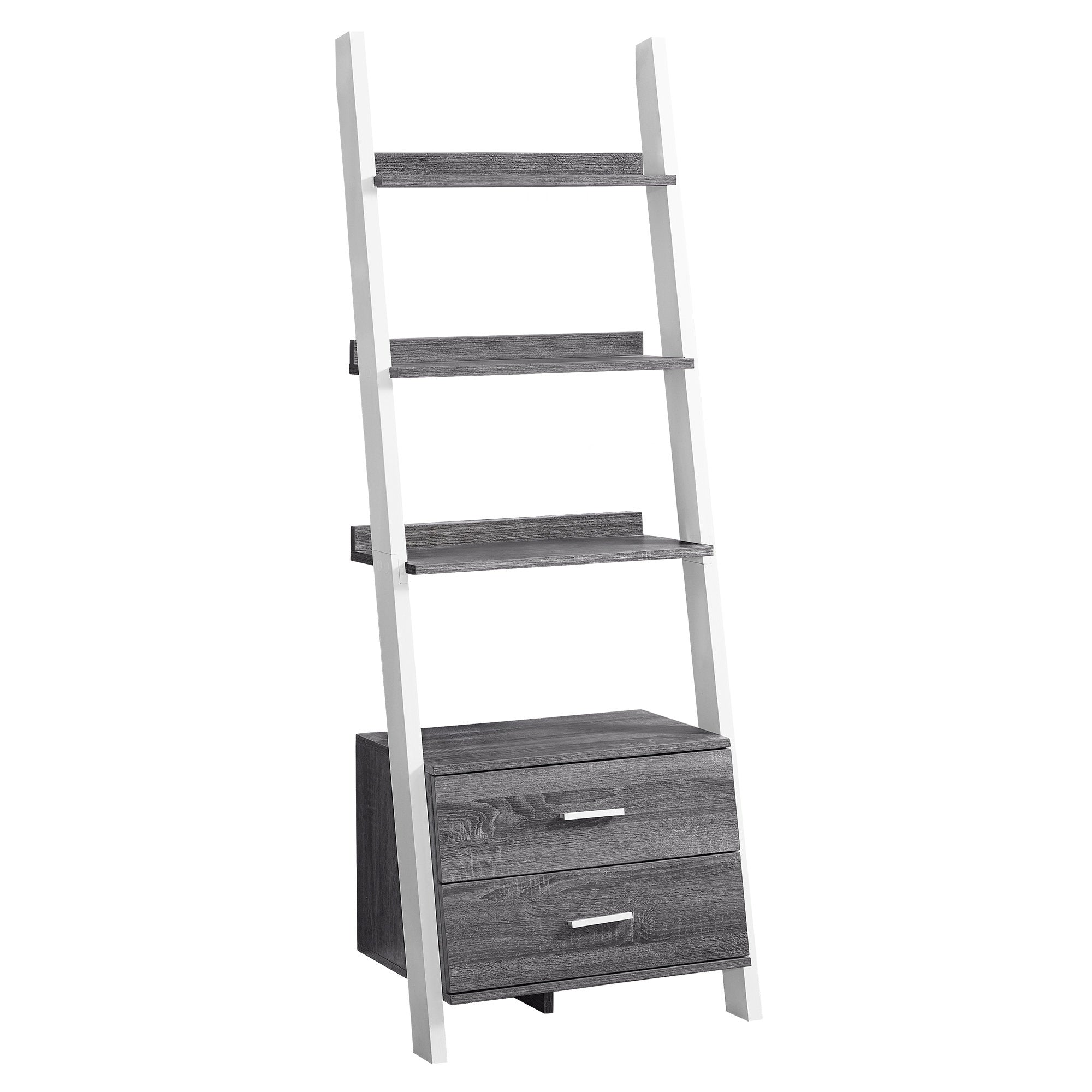 BOOKCASE - 69"H / ESPRESSO LADDER W/ 2 STORAGE DRAWERS