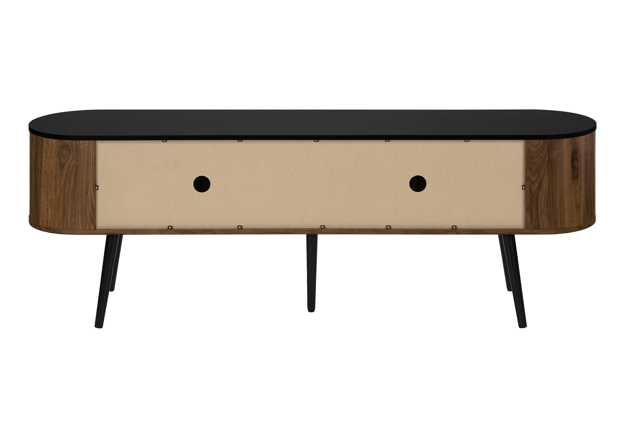 TV Stand - 72"L / Black with 4 Brown Wood-Look Doors