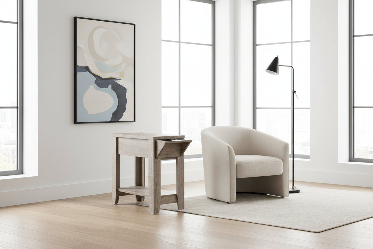 ACCENT TABLE - 23"H / ESPRESSO WITH A GLASS HOLDER