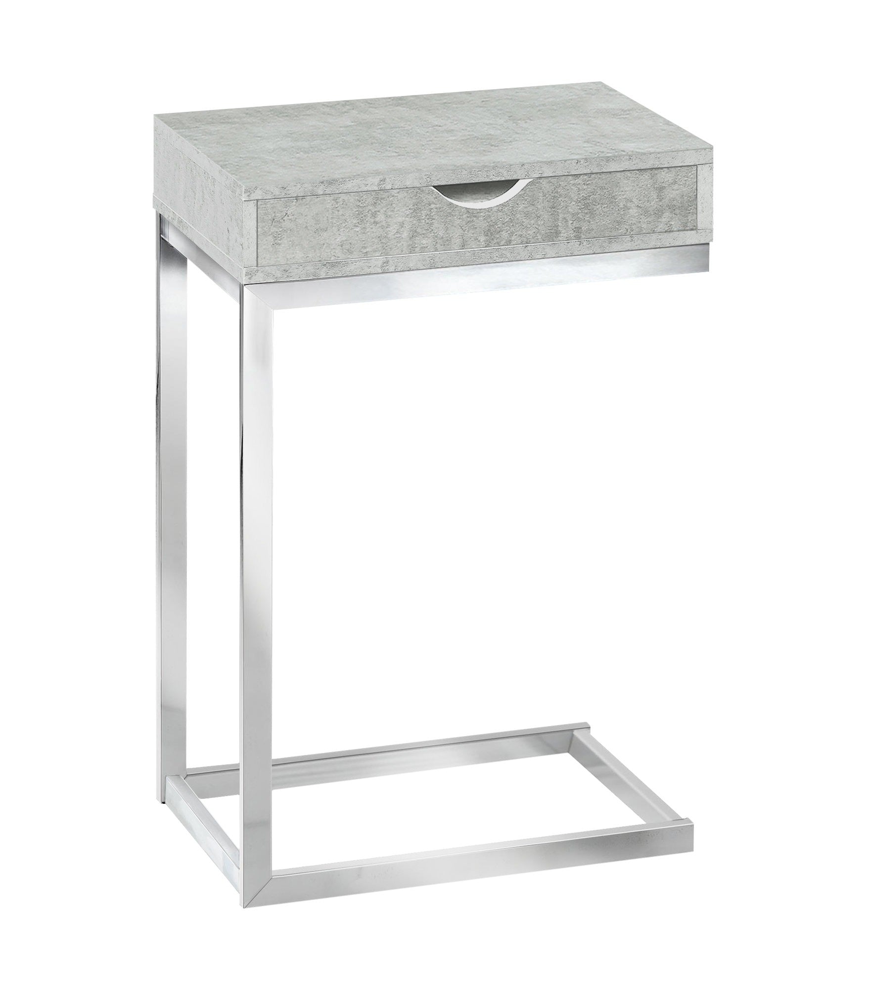 TABLE D'APPOINT - MÉTAL CHROME / BLANC BRILLANT AVEC TIROIR