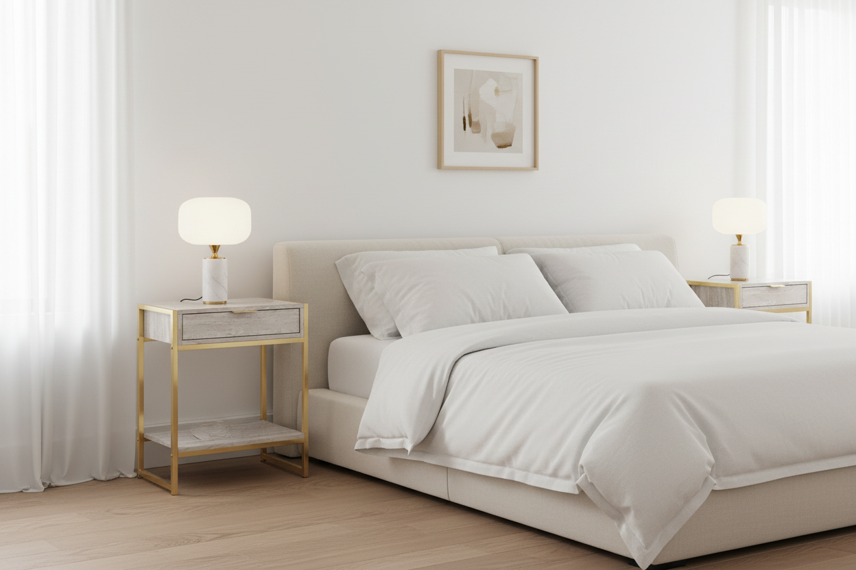 ACCENT TABLE - 24"H / GLOSSY WHITE / CHROME METAL