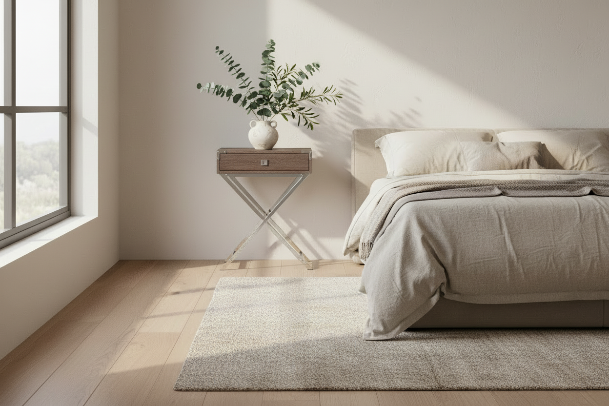 TABLE D'APPOINT - 24"H / CIMENT GRIS / MÉTAL NICKEL NOIR