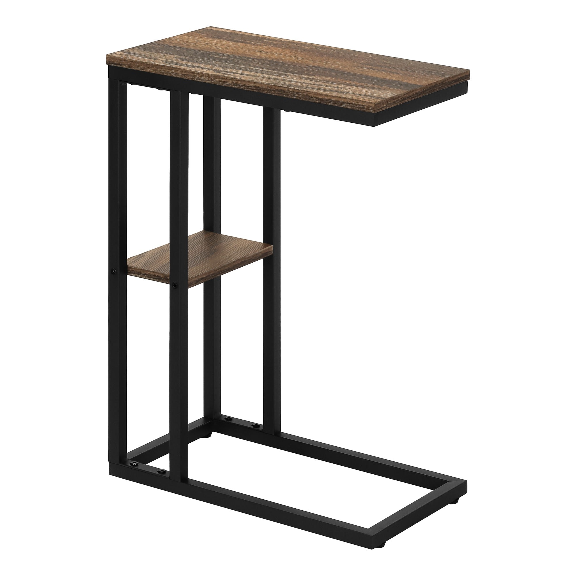 TABLE D'APPOINT - 25"H / ESPRESSO / MÉTAL NOIR