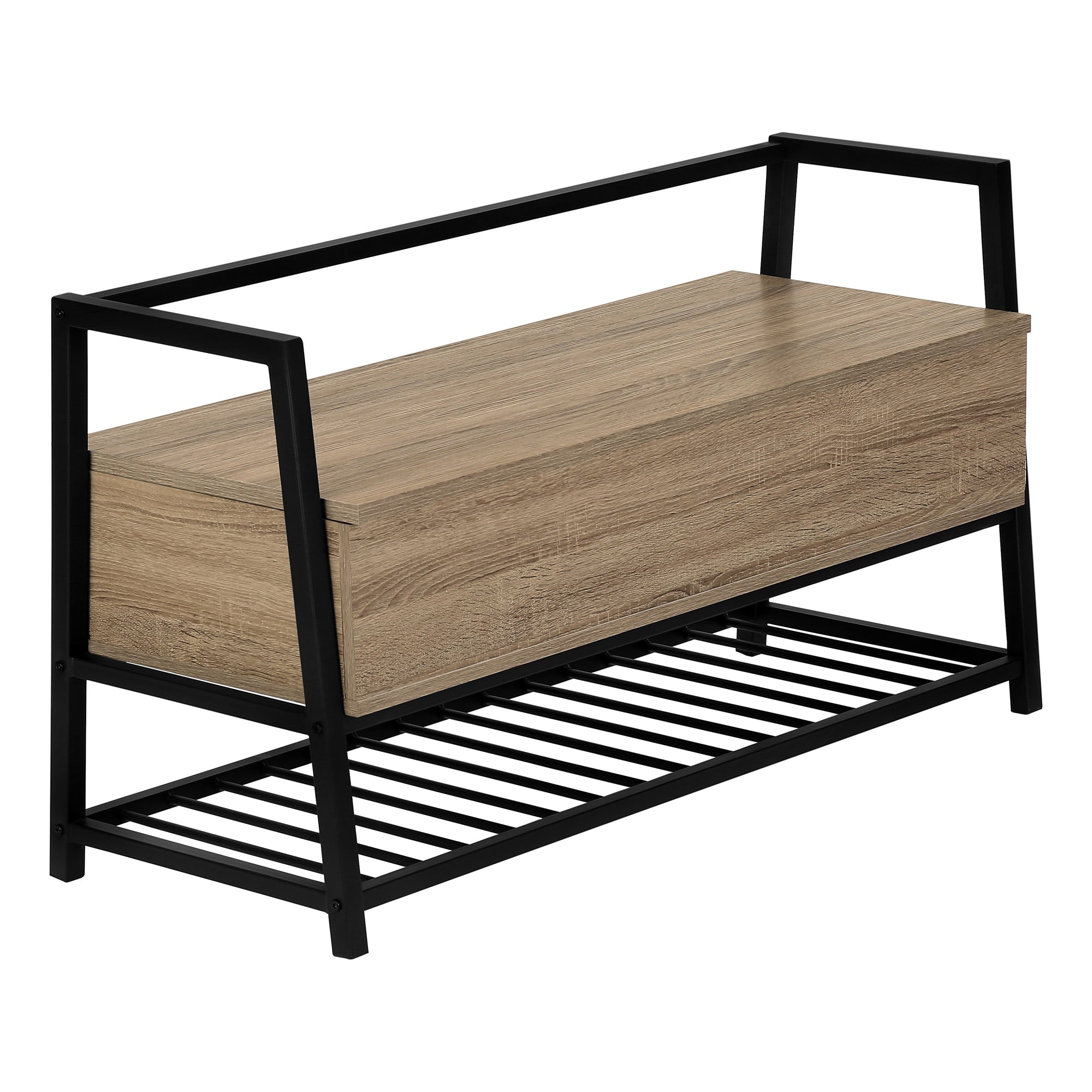 BENCH - 42"L / GREY STORAGE / BLACK METAL