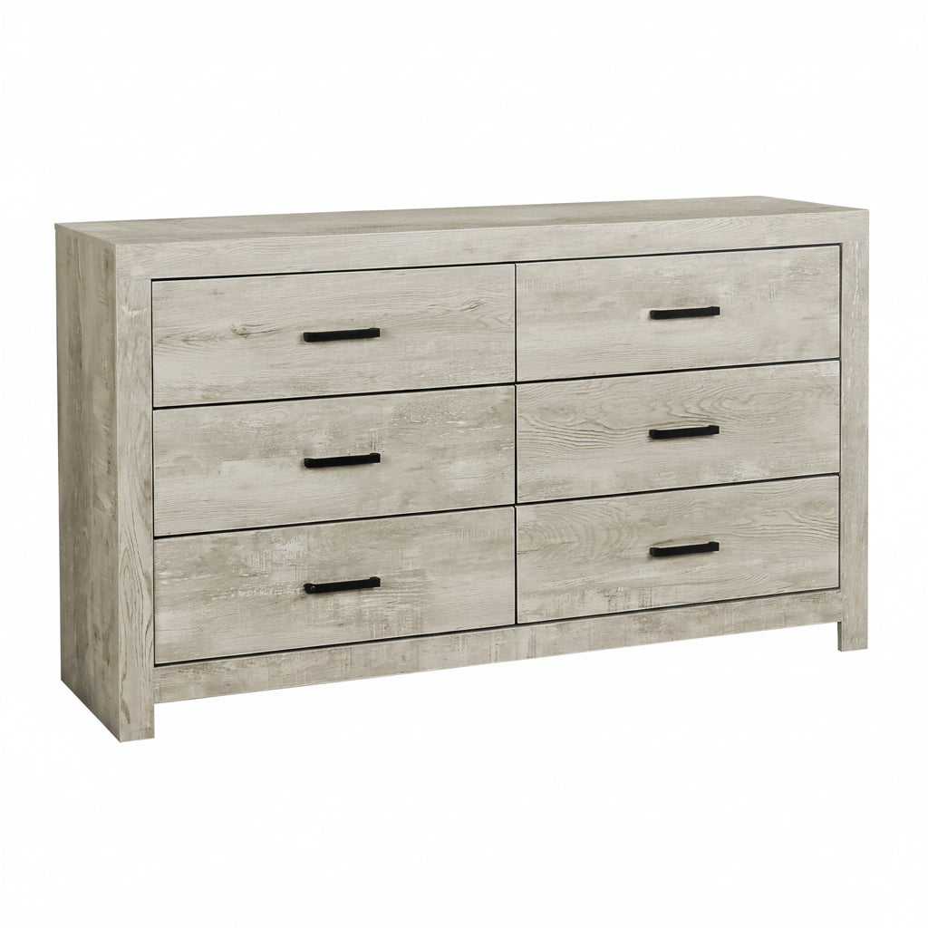 Bedroom Set - 6 Drawer Dresser / Bleached Oak Finish