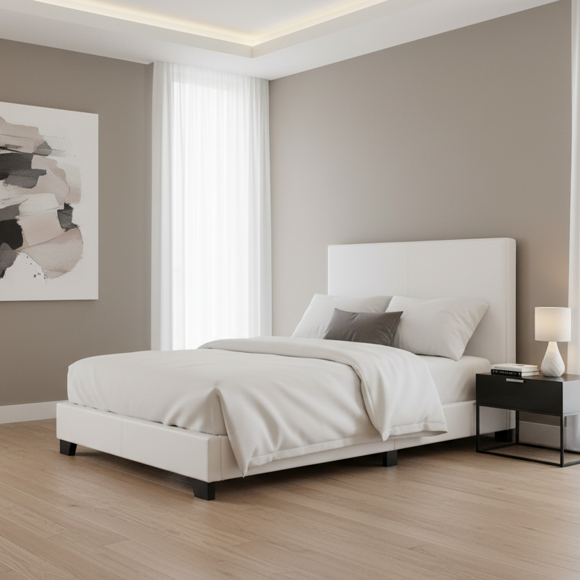 LIT - TAILLE SIMILI CUIR MARRON FONCÉ