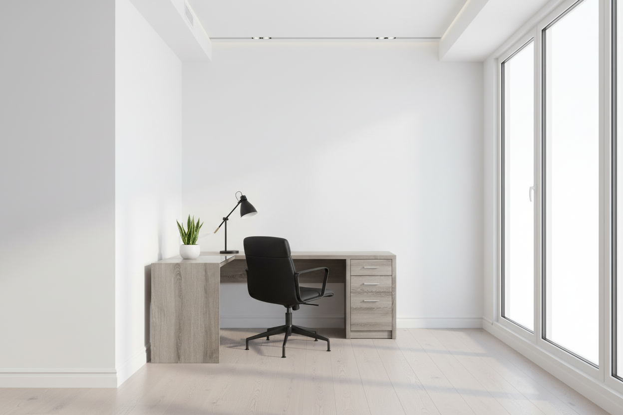 COMPUTER DESK - WHITE CORNER WITH TEMPERED GLASS