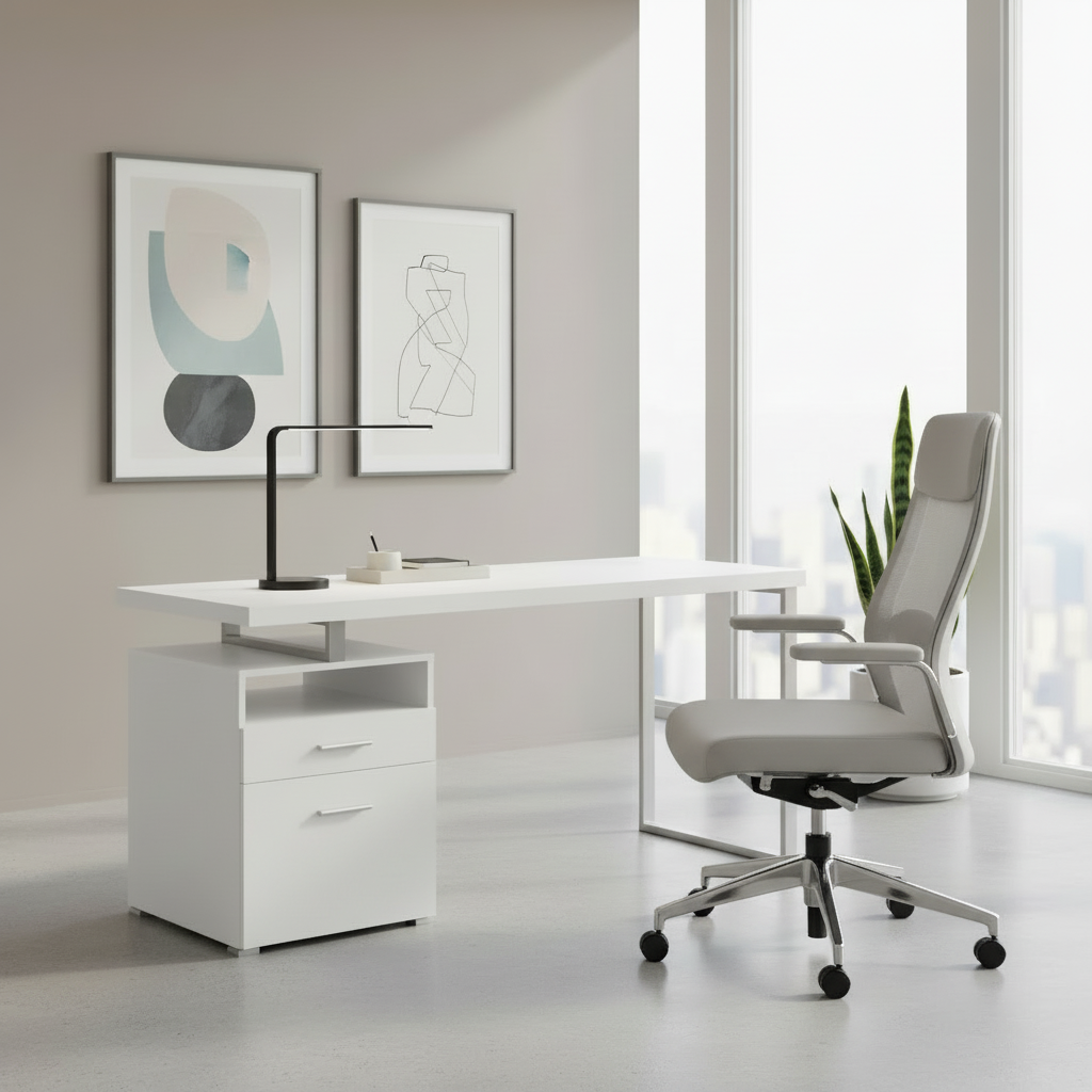 COMPUTER DESK - 60"L / ESPRESSO / SILVER METAL