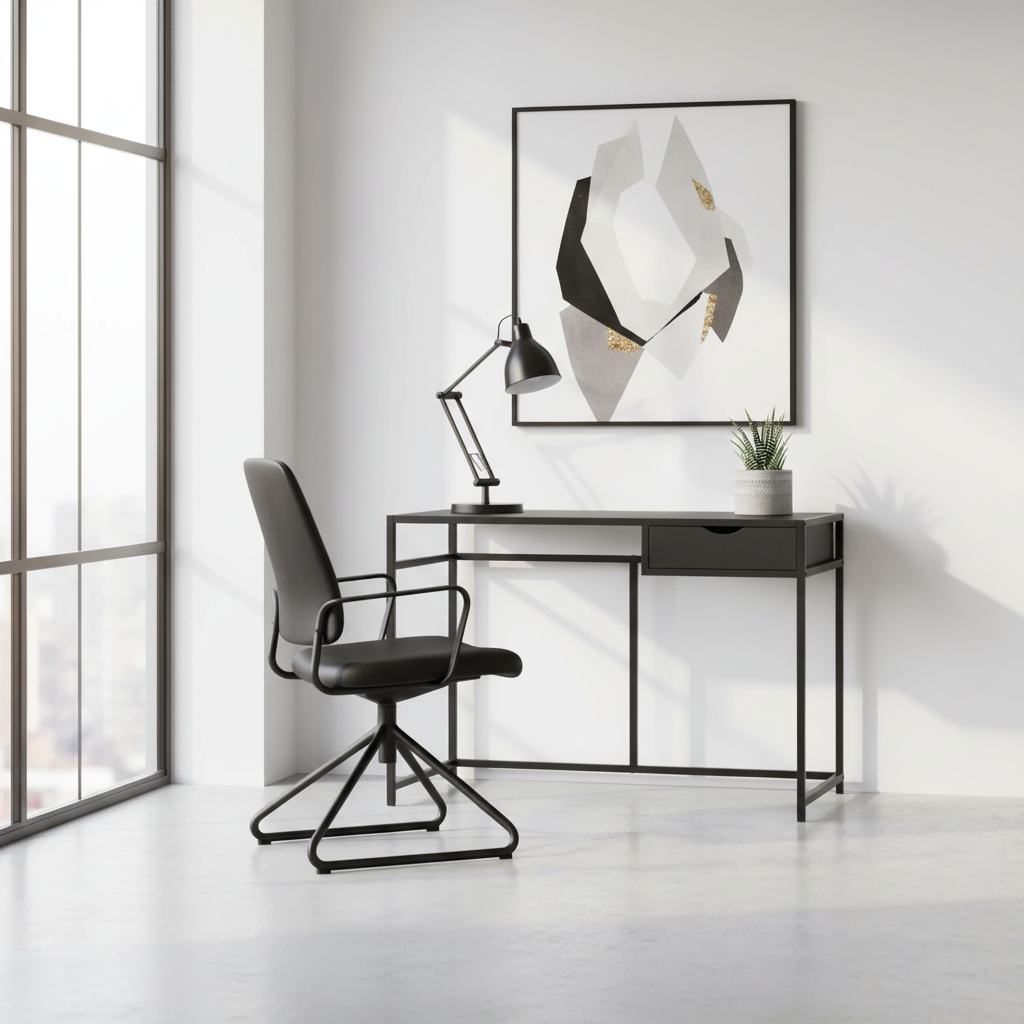 COMPUTER DESK - 42"L / GREY / DARK GREY METAL