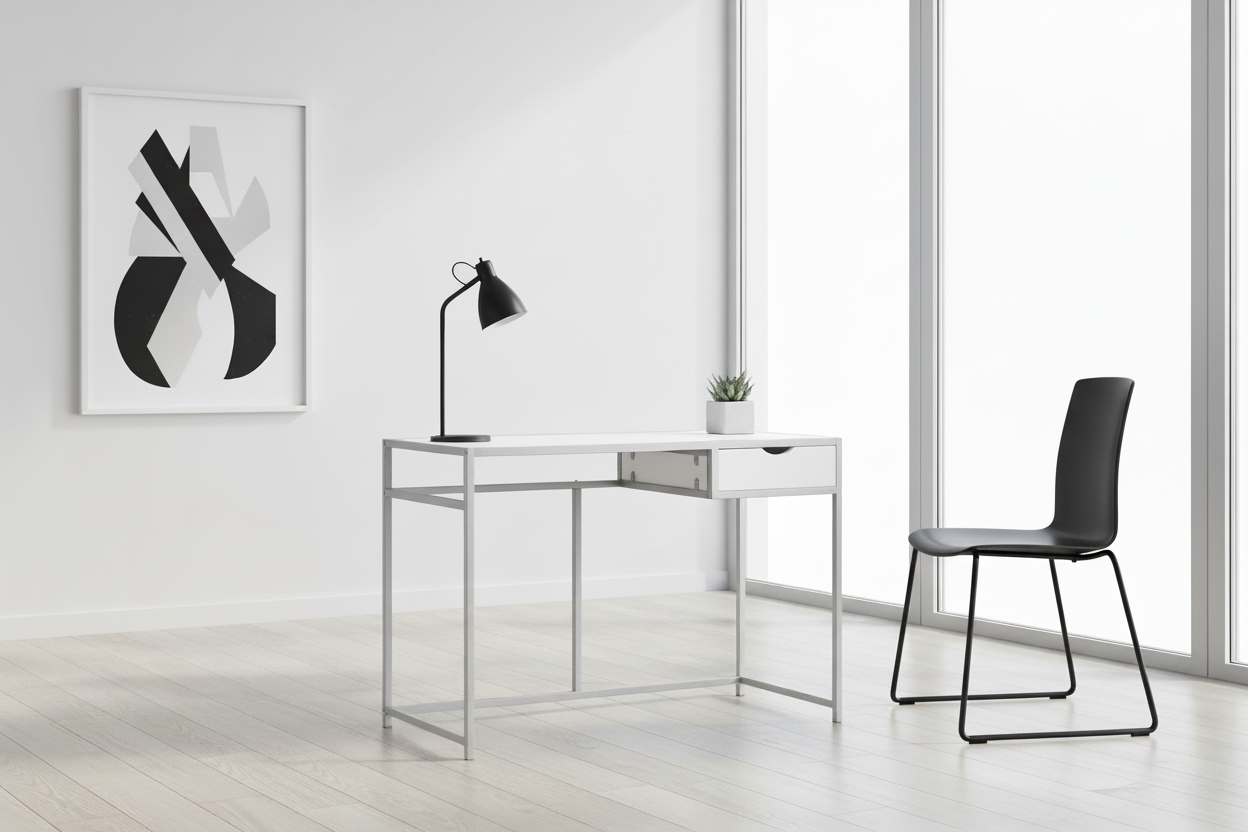 COMPUTER DESK - 42"L / GREY / DARK GREY METAL