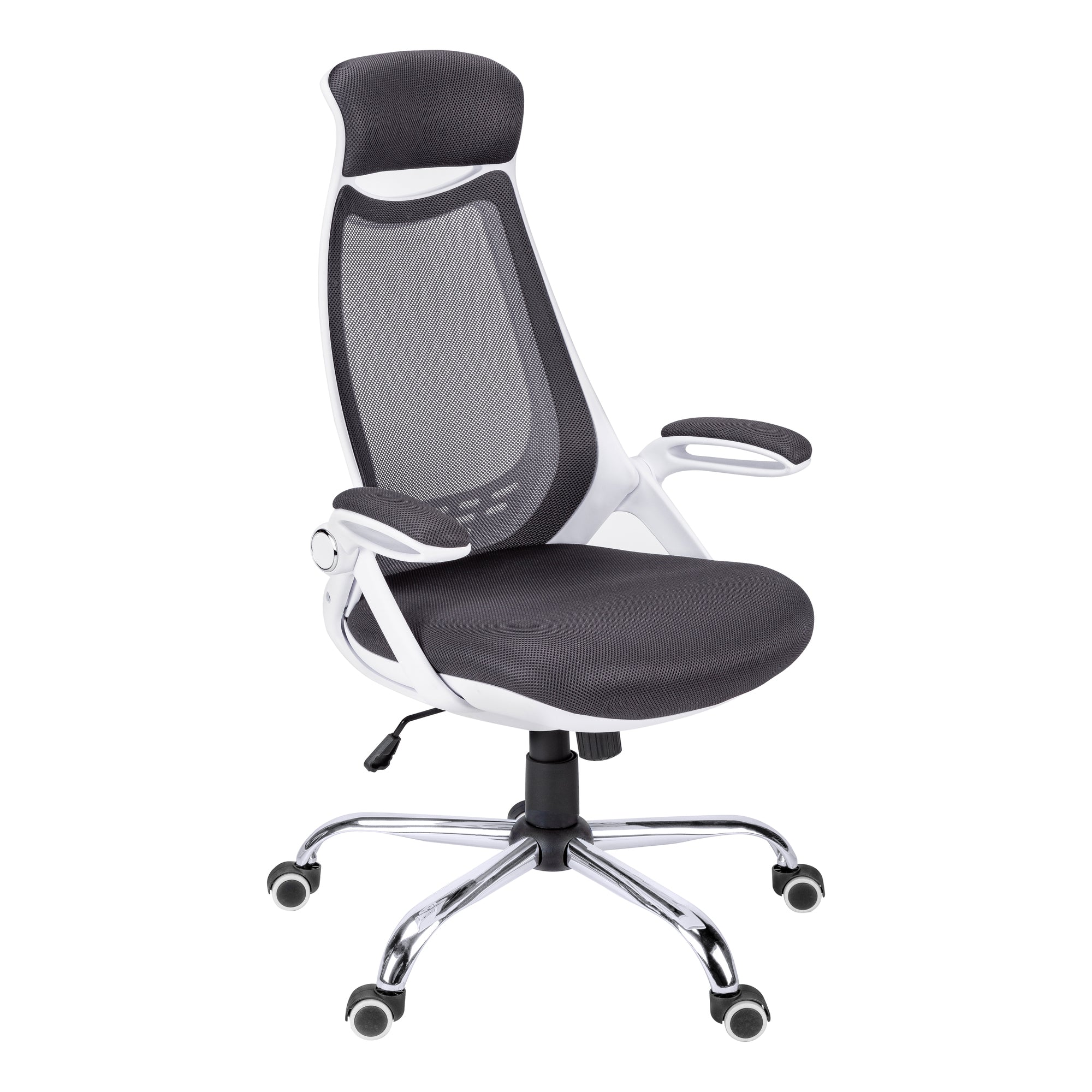 CHAISE DE BUREAU - MAILLE NOIRE / DOSSIER HAUT CHROME EXECUTIVE
