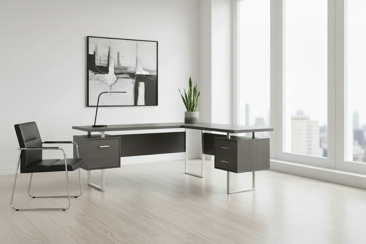 COMPUTER DESK - 70"L / DARK TAUPE LEFT OR RIGHT FACING