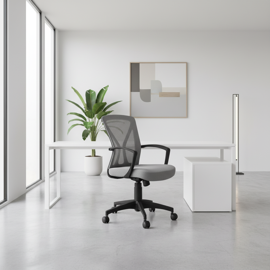 OFFICE CHAIR - BLACK / BLACK BASE ON CASTORS