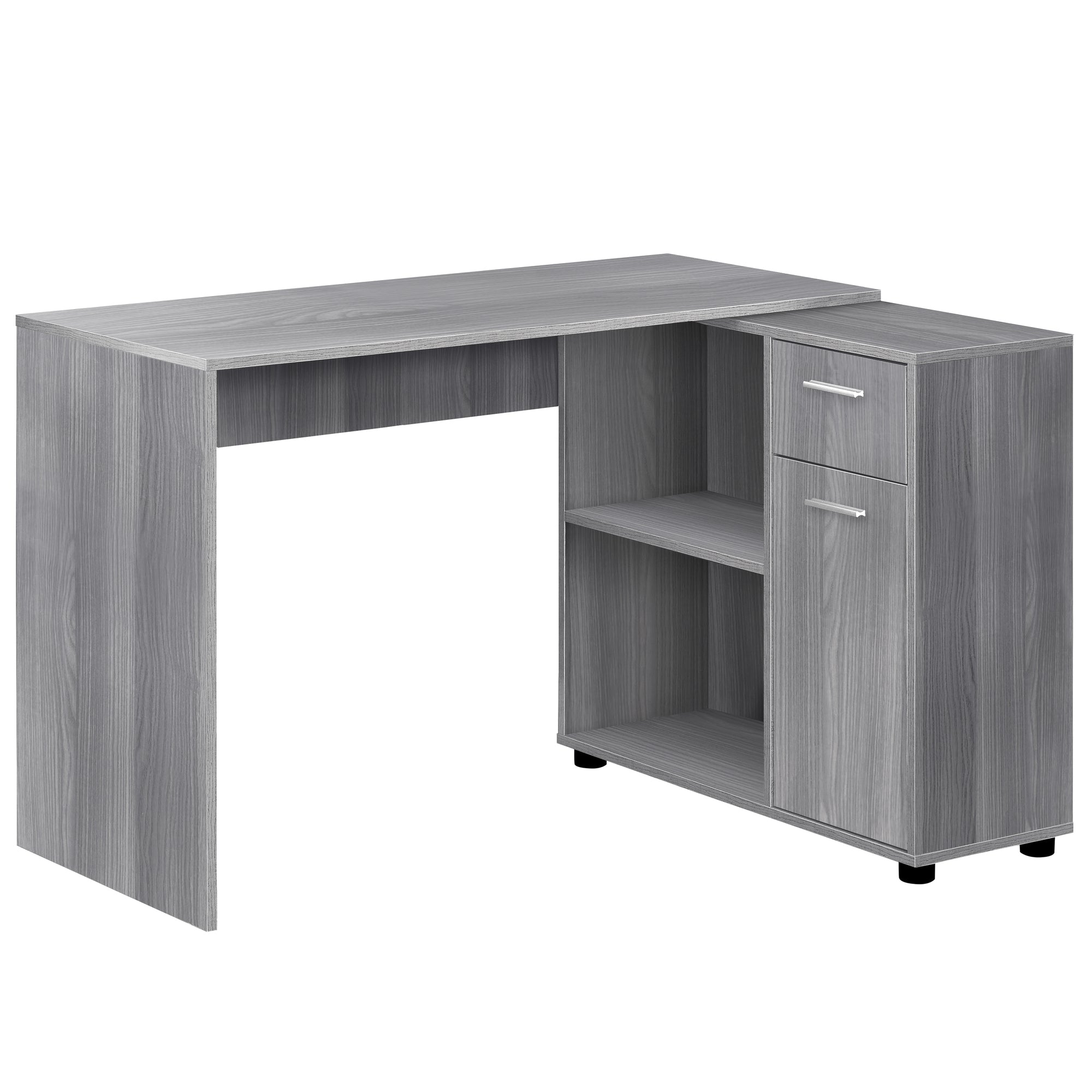 BUREAU D'ORDINATEUR - 46"L / GRIS INDUSTRIEL / ARMOIRE DE RANGEMENT