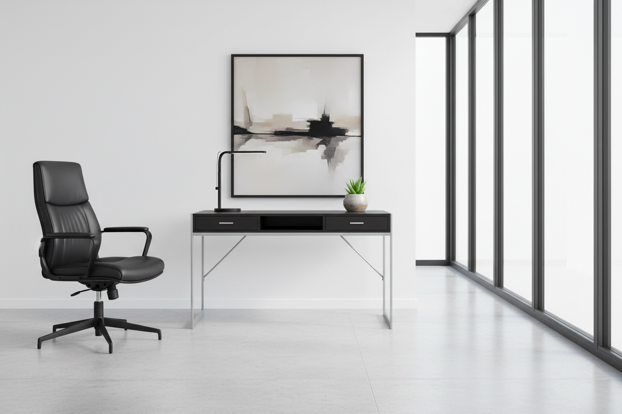 COMPUTER DESK - 48"L / WHITE / SILVER METAL