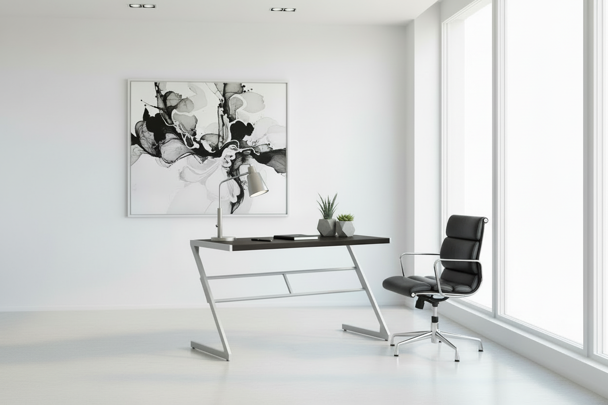 COMPUTER DESK - 48"L / WHITE / SILVER METAL