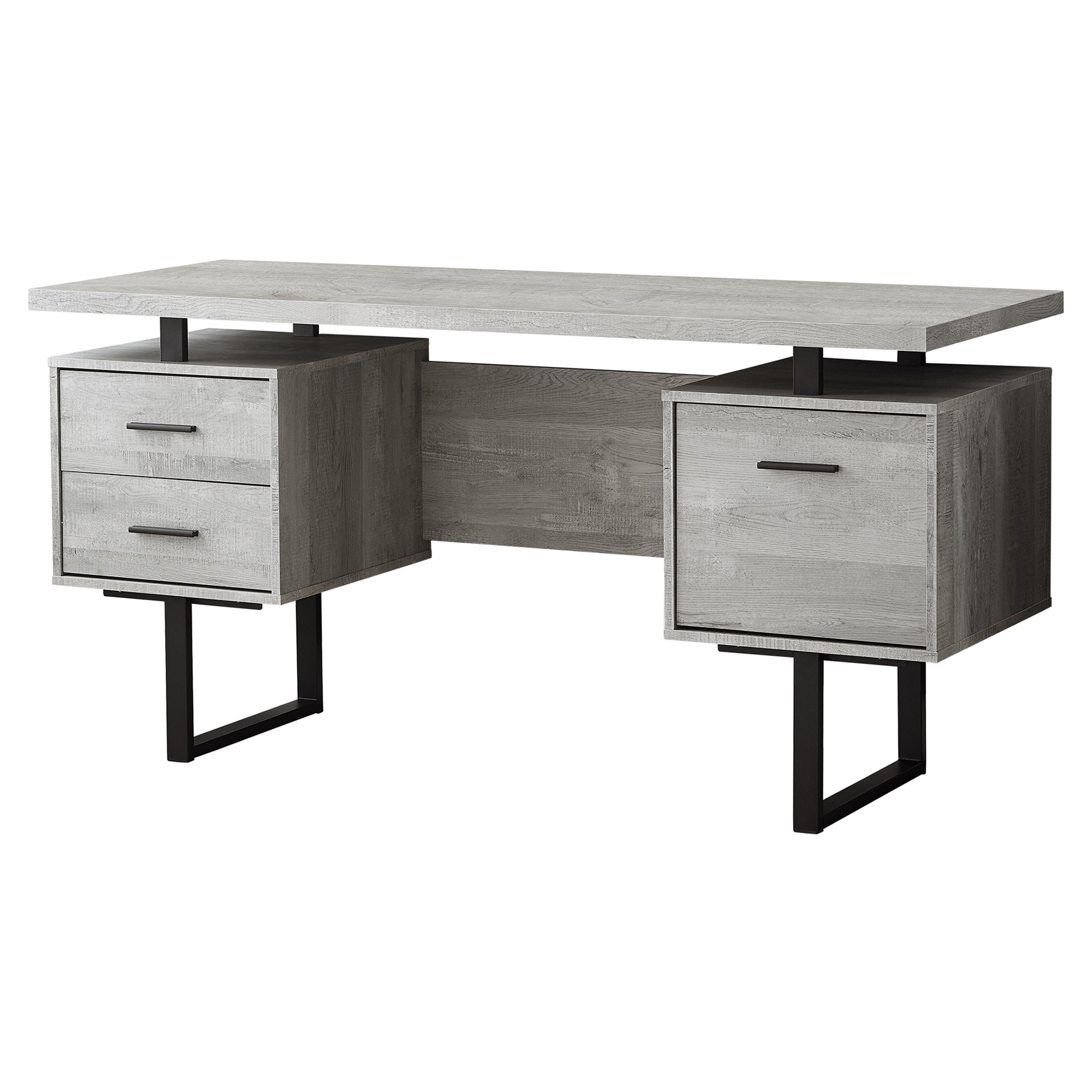 BUREAU D'ORDINATEUR - 60"L / ESPRESSO / MÉTAL ARGENTÉ