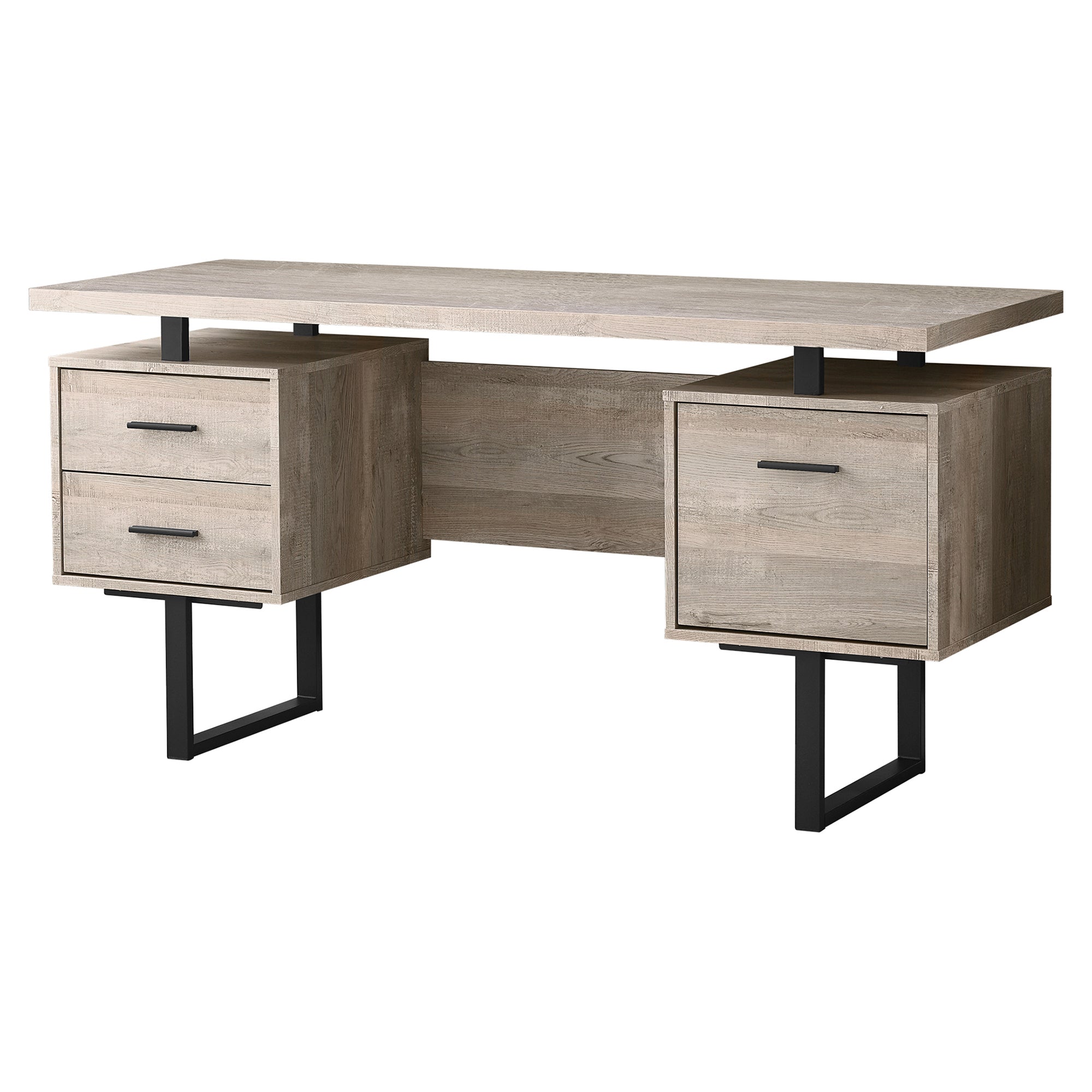 BUREAU D'ORDINATEUR - 60"L / ESPRESSO / MÉTAL ARGENTÉ