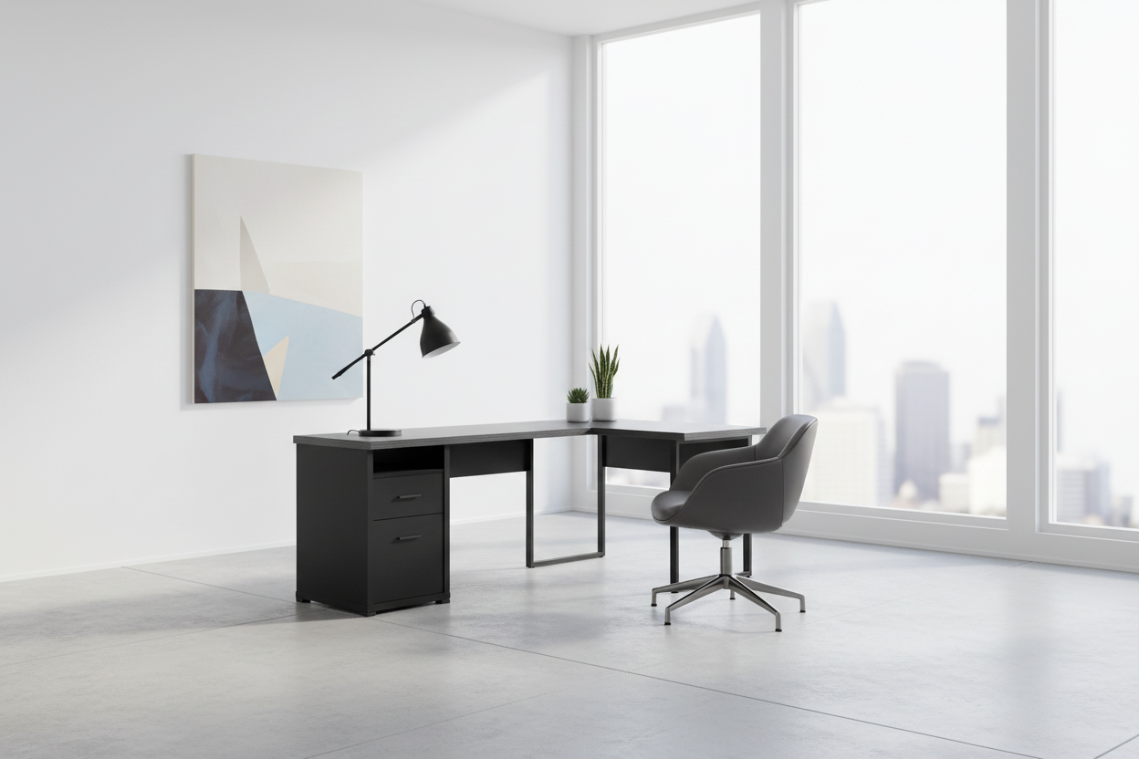 COMPUTER DESK - 42"L / BLACK / BLACK METAL