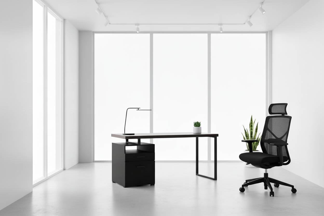 COMPUTER DESK - 60"L / ESPRESSO / SILVER METAL