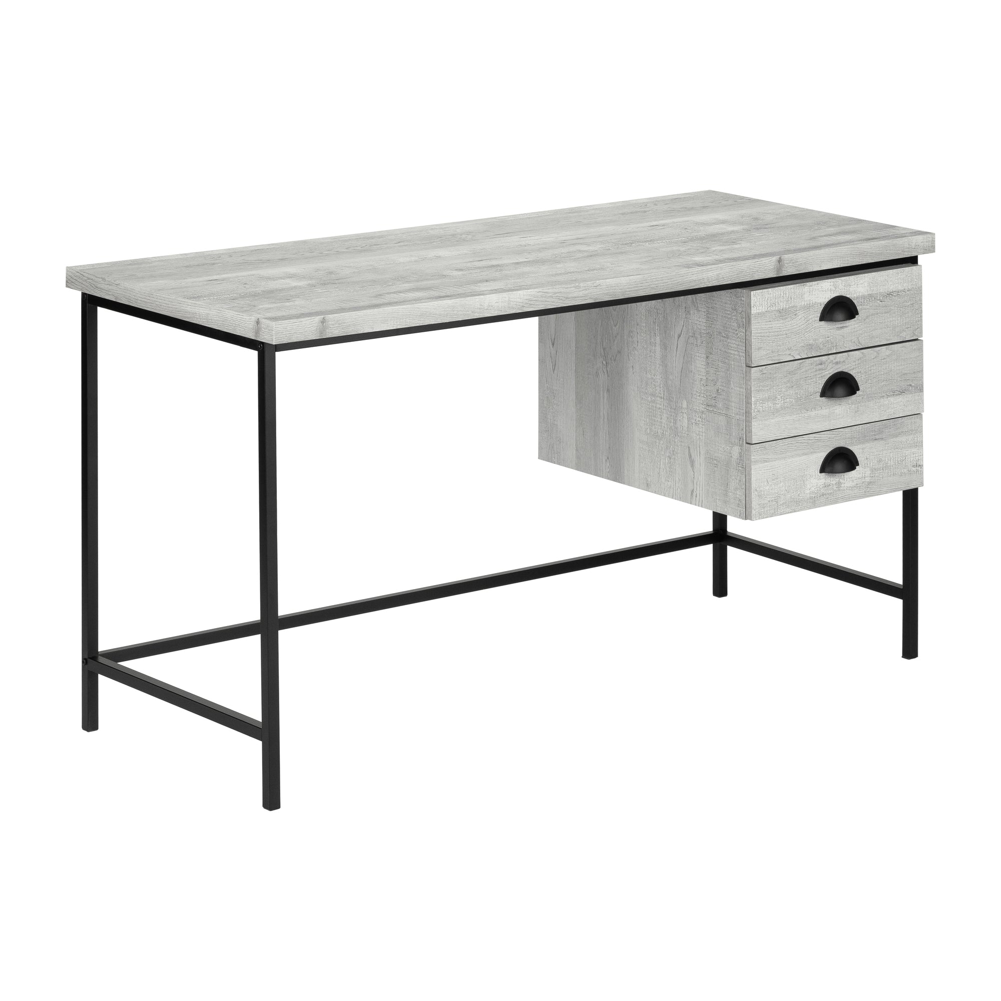 COMPUTER DESK - 55"L / BROWN RECLAIMED WOOD / BLACK METAL