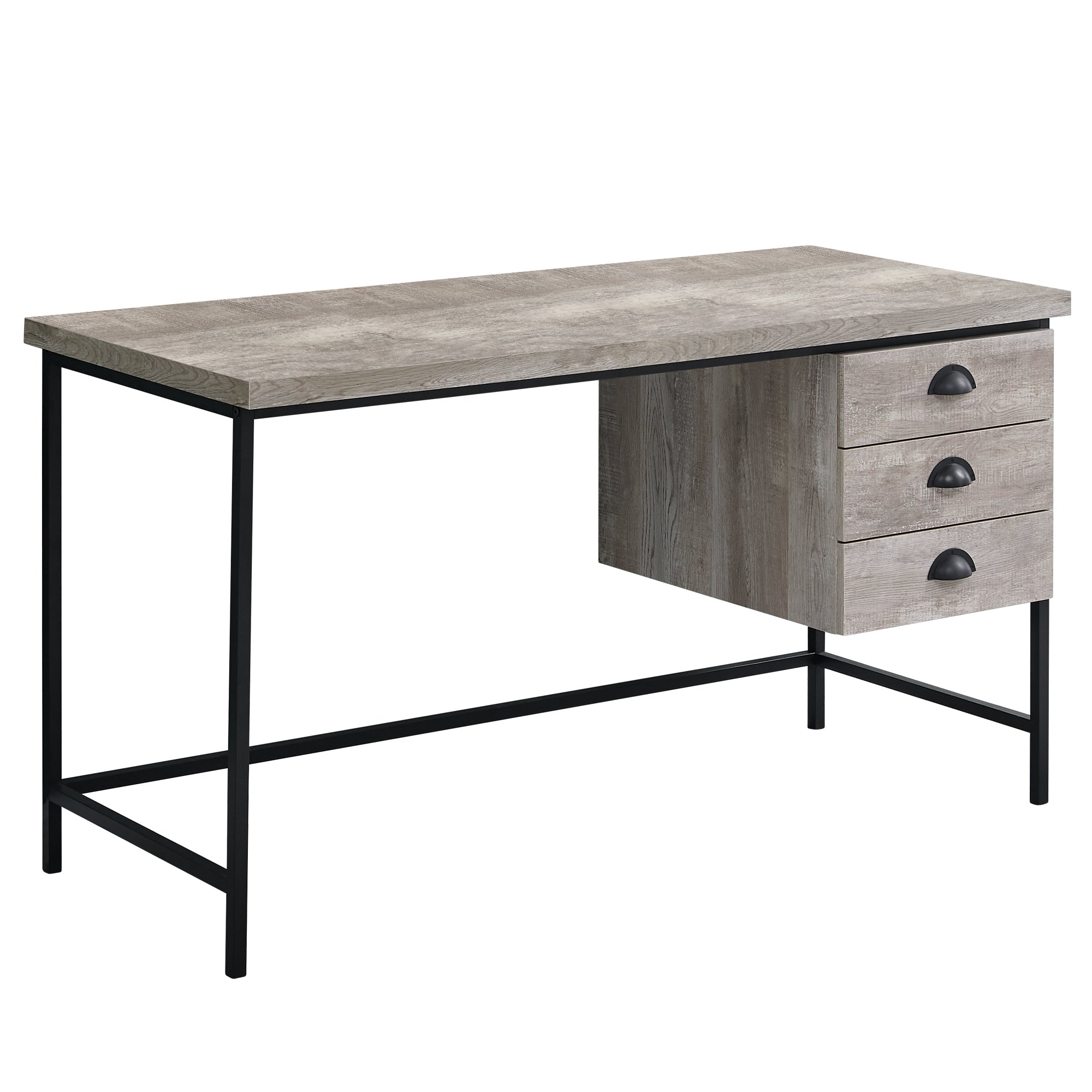 COMPUTER DESK - 55"L / BROWN RECLAIMED WOOD / BLACK METAL