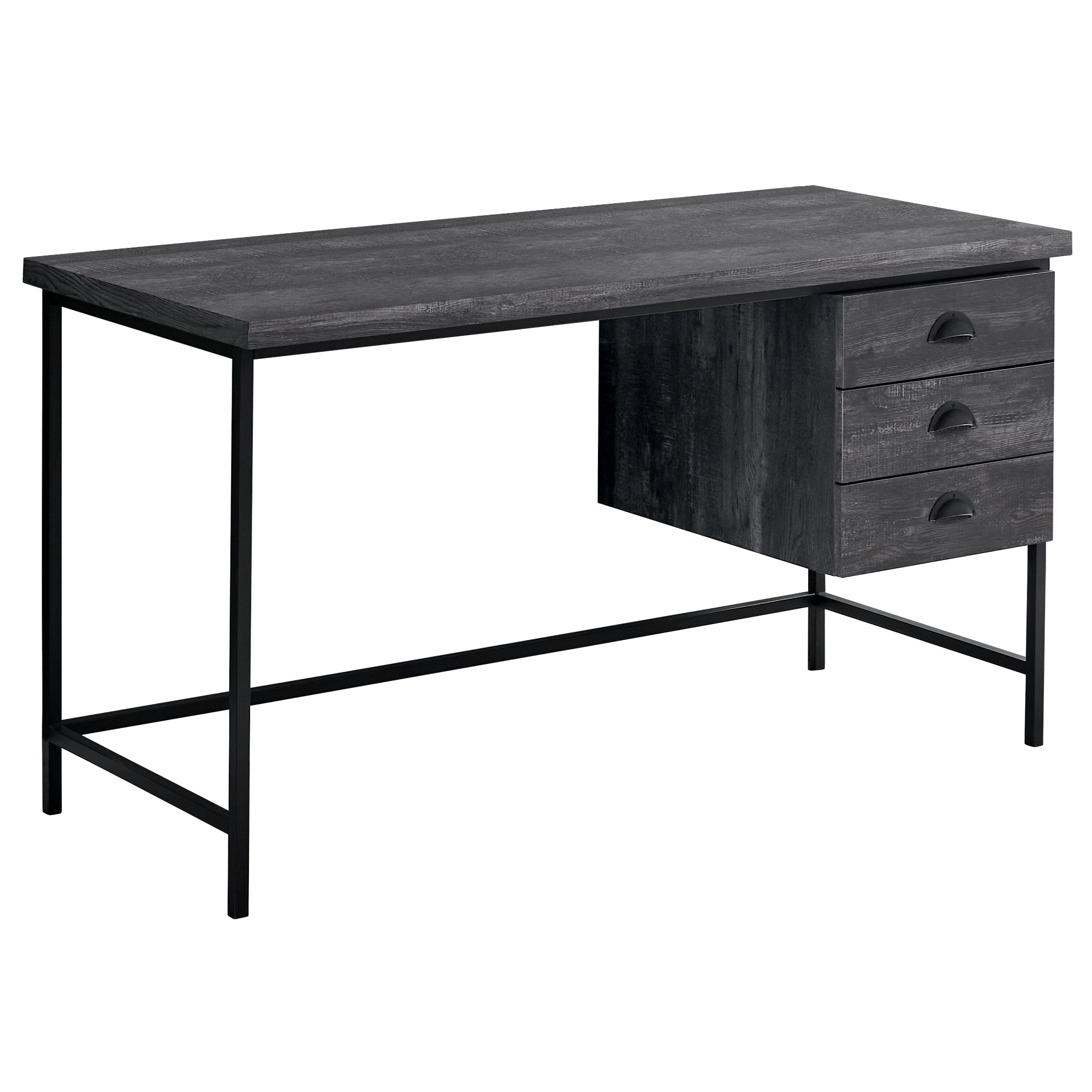 COMPUTER DESK - 55"L / BROWN RECLAIMED WOOD / BLACK METAL