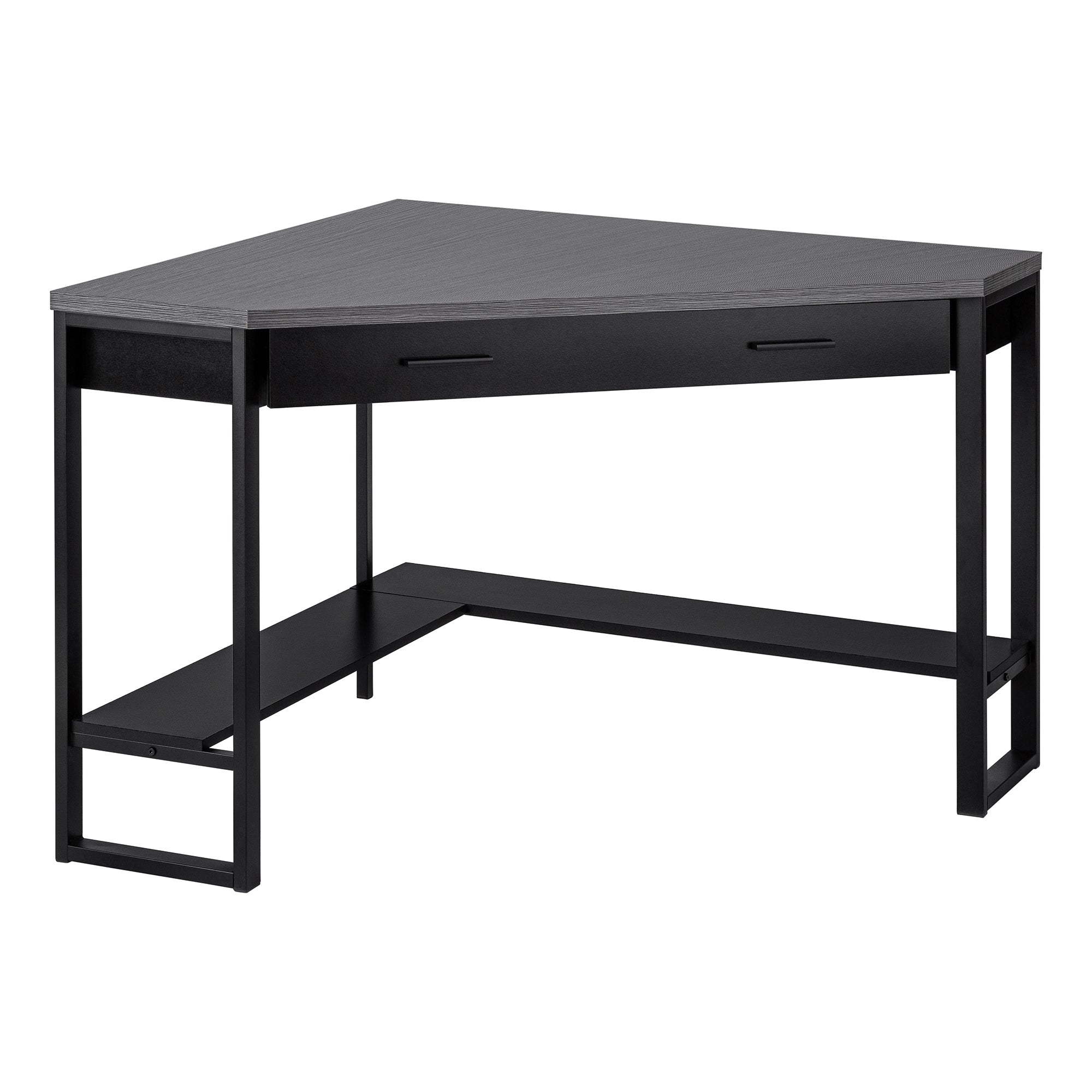 COMPUTER DESK - 42"L / WHITE CORNER / SILVER METAL