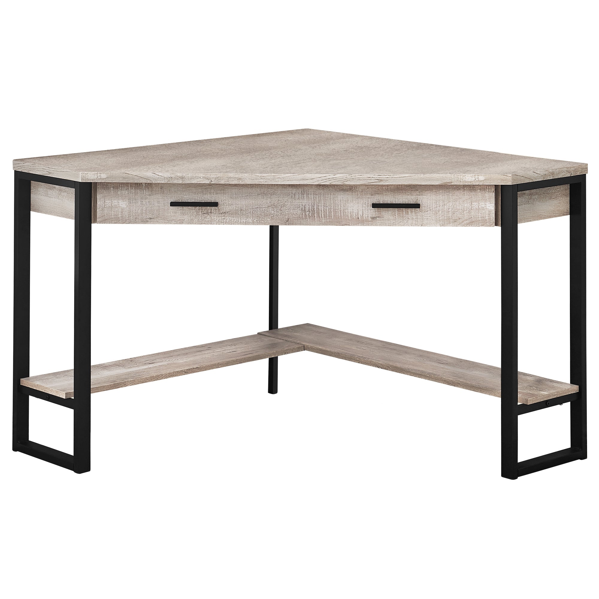COMPUTER DESK - 42"L / WHITE CORNER / SILVER METAL