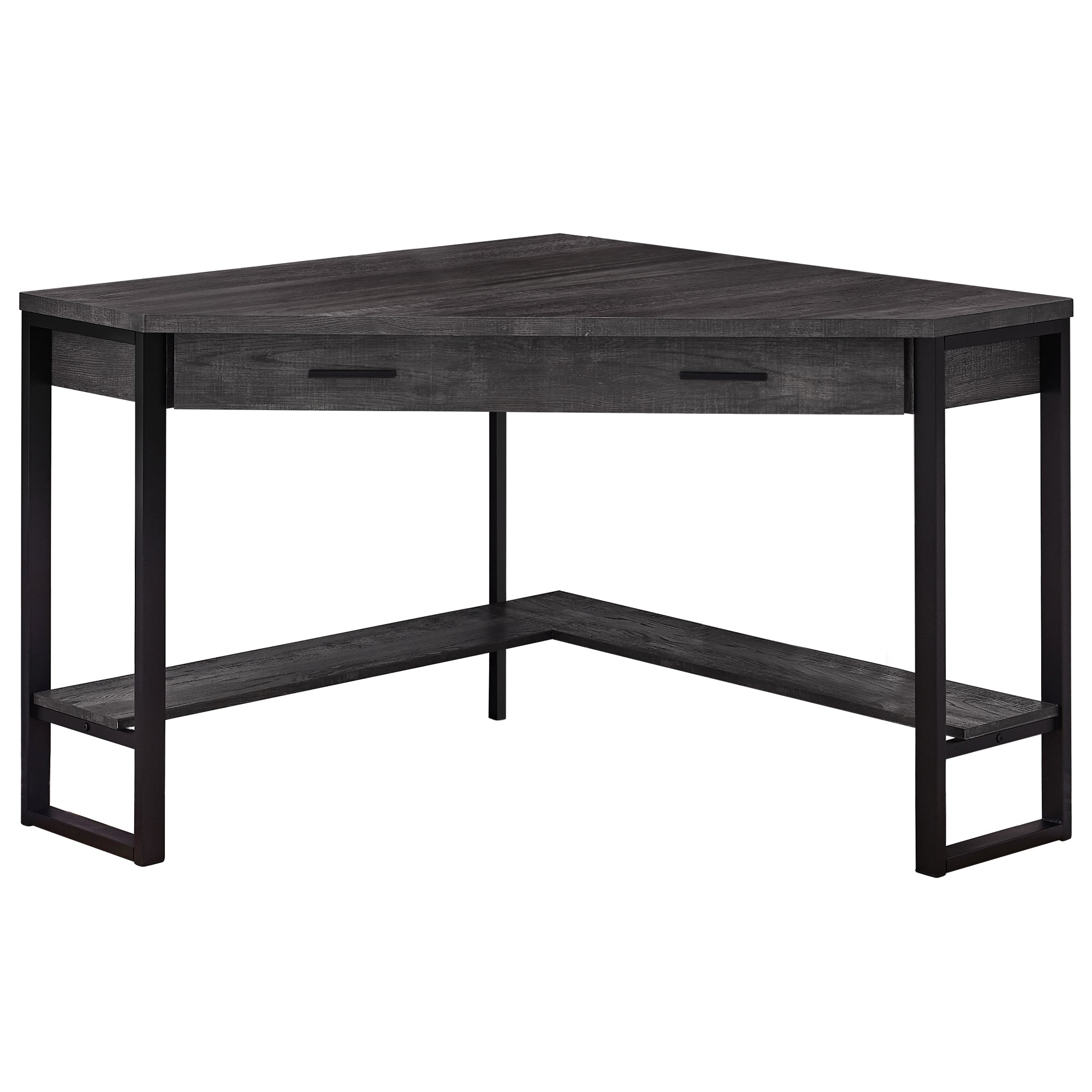 COMPUTER DESK - 42"L / WHITE CORNER / SILVER METAL