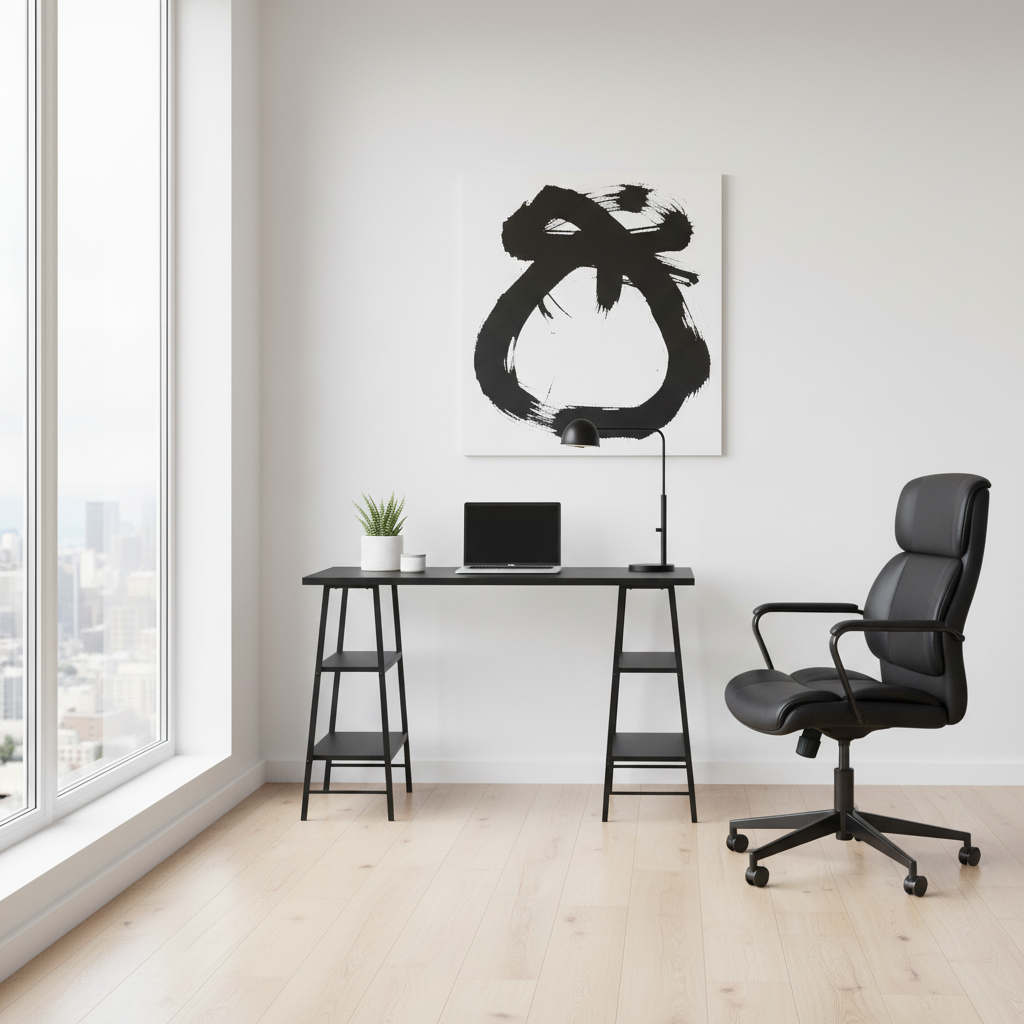 BUREAU D'ORDINATEUR - 48"L / BLANC / MÉTAL BLANC