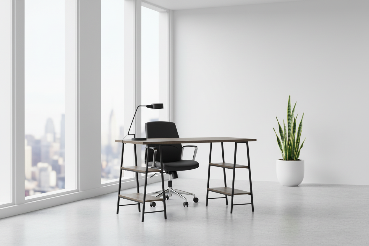 BUREAU D'ORDINATEUR - 48"L / BLANC / MÉTAL BLANC