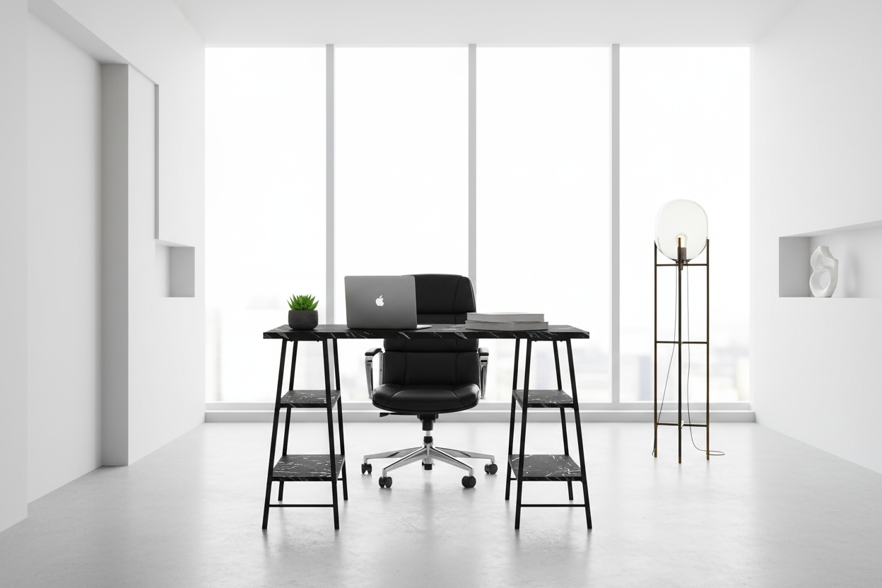 BUREAU D'ORDINATEUR - 48"L / BLANC / MÉTAL BLANC