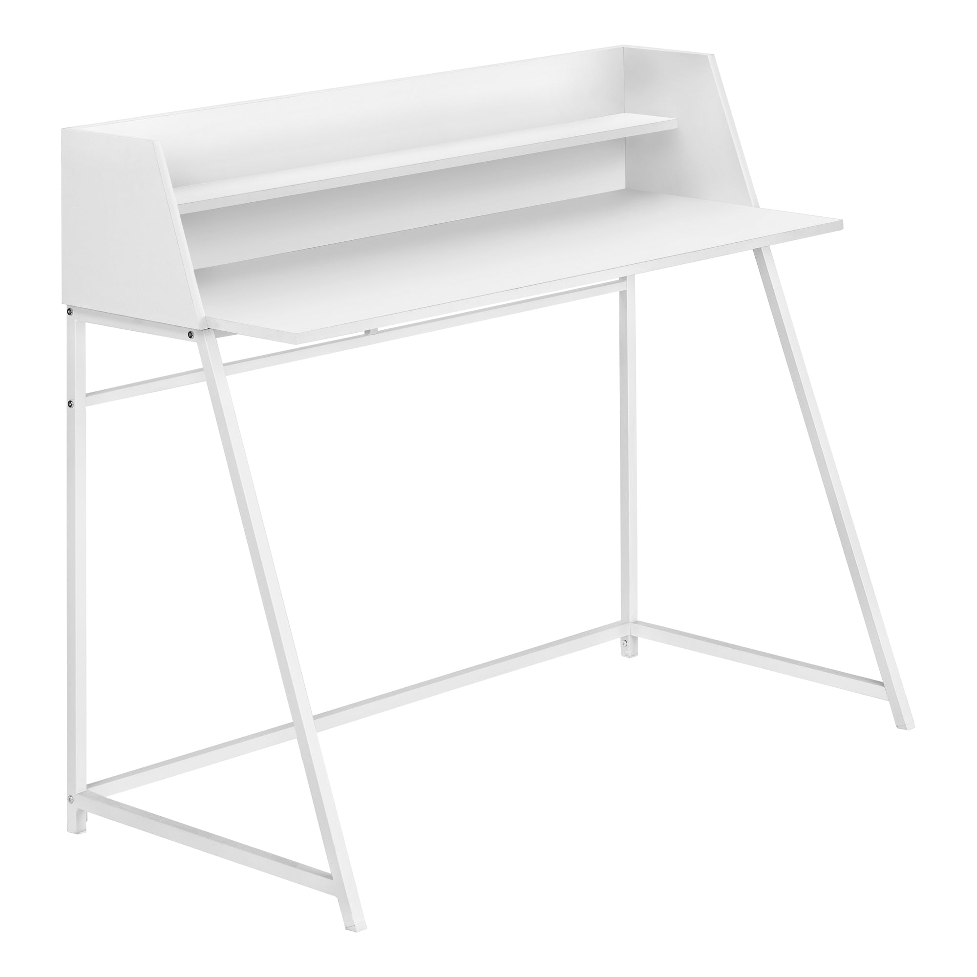 BUREAU D'ORDINATEUR - 48"L / NATUREL / MÉTAL BLANC