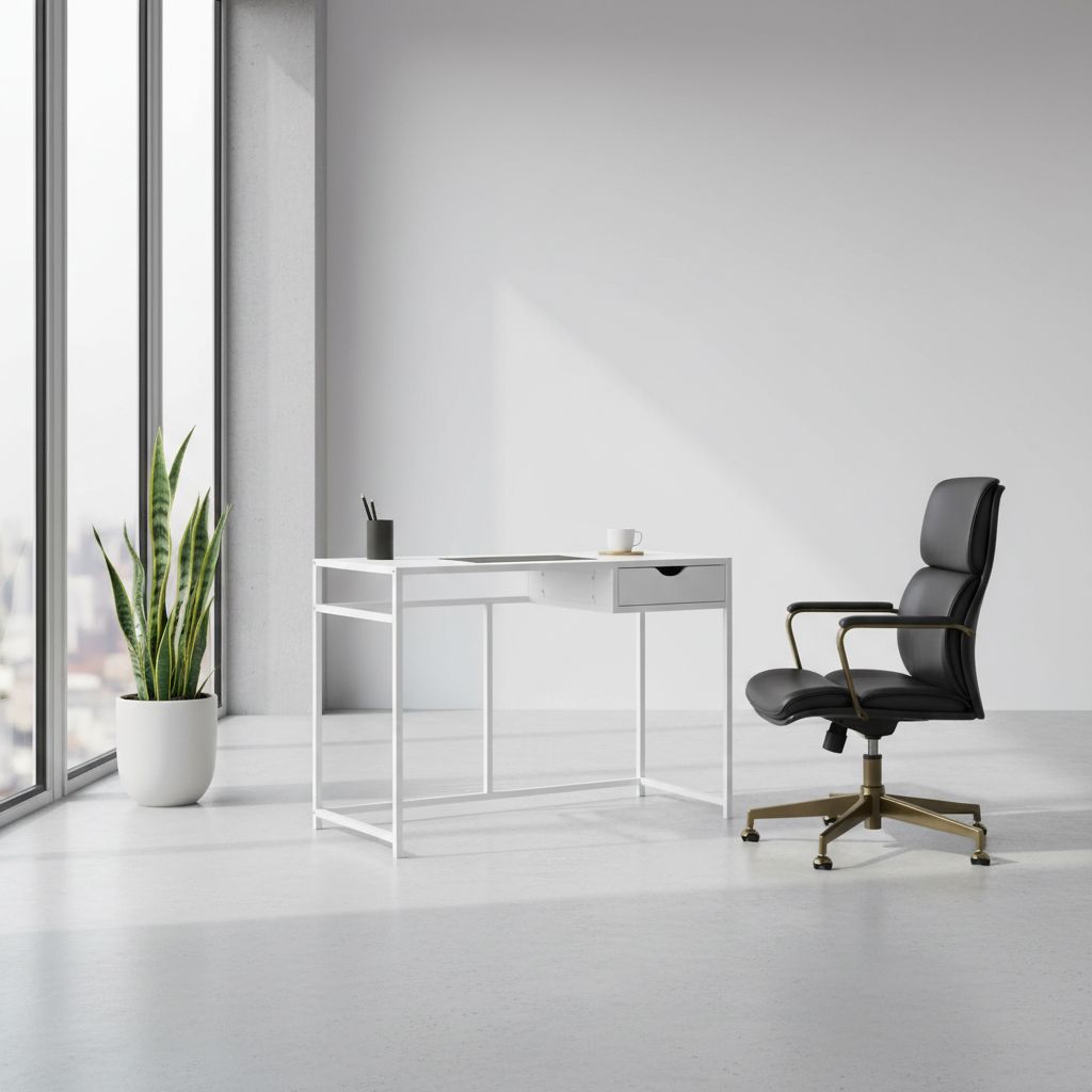 COMPUTER DESK - 42"L / GREY / DARK GREY METAL