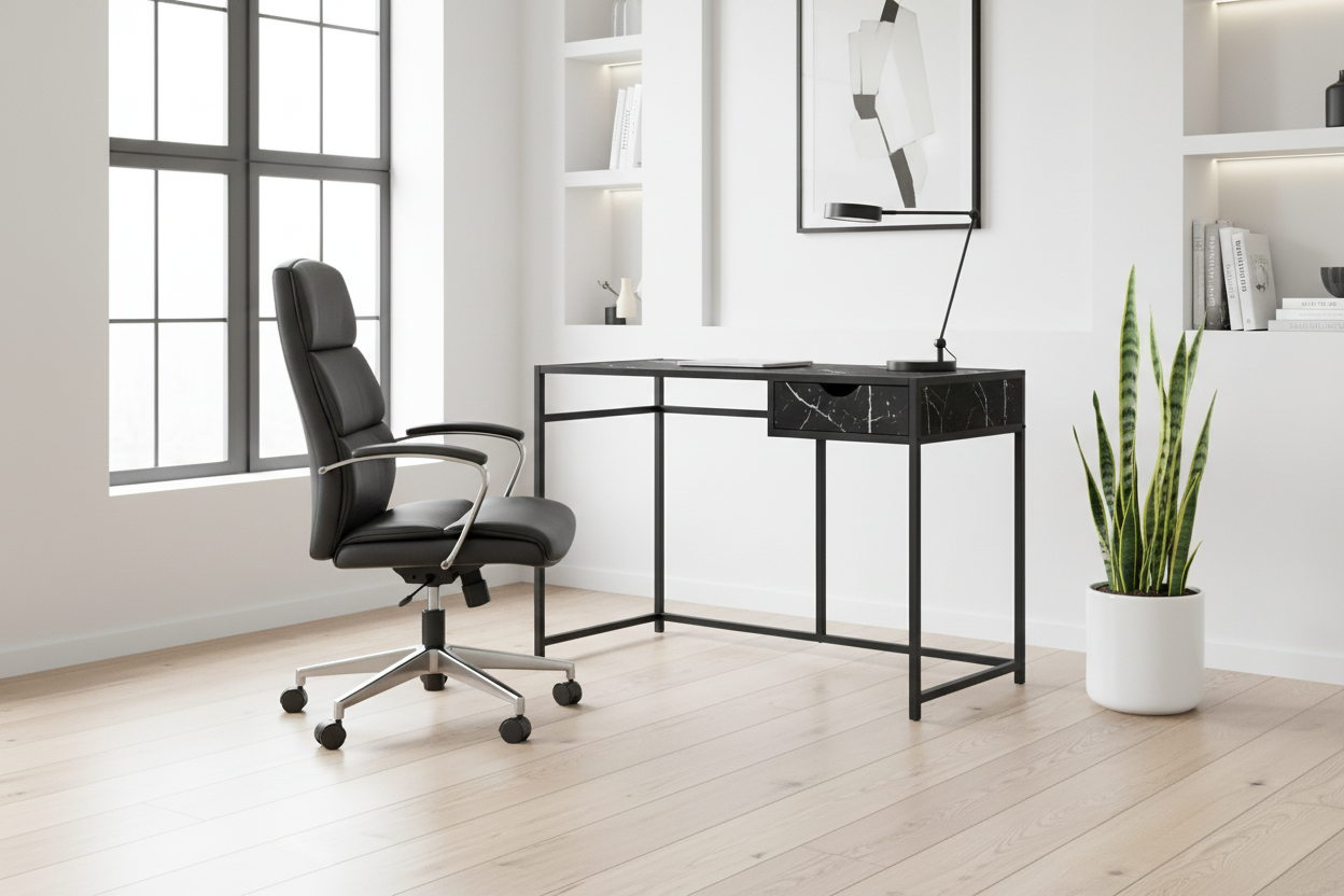 COMPUTER DESK - 42"L / GREY / DARK GREY METAL