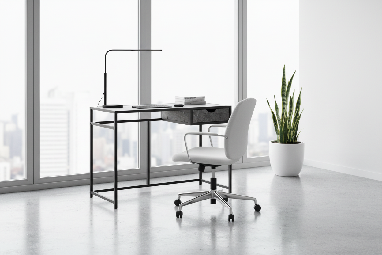 COMPUTER DESK - 42"L / GREY / DARK GREY METAL